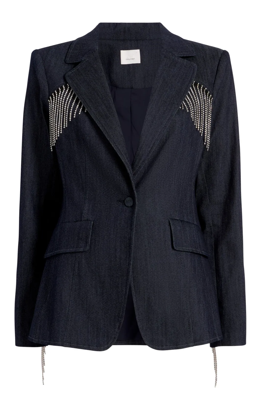 Blazers | Denim<Cinq à Sept Rhinestone Sasha Blazer Indigo