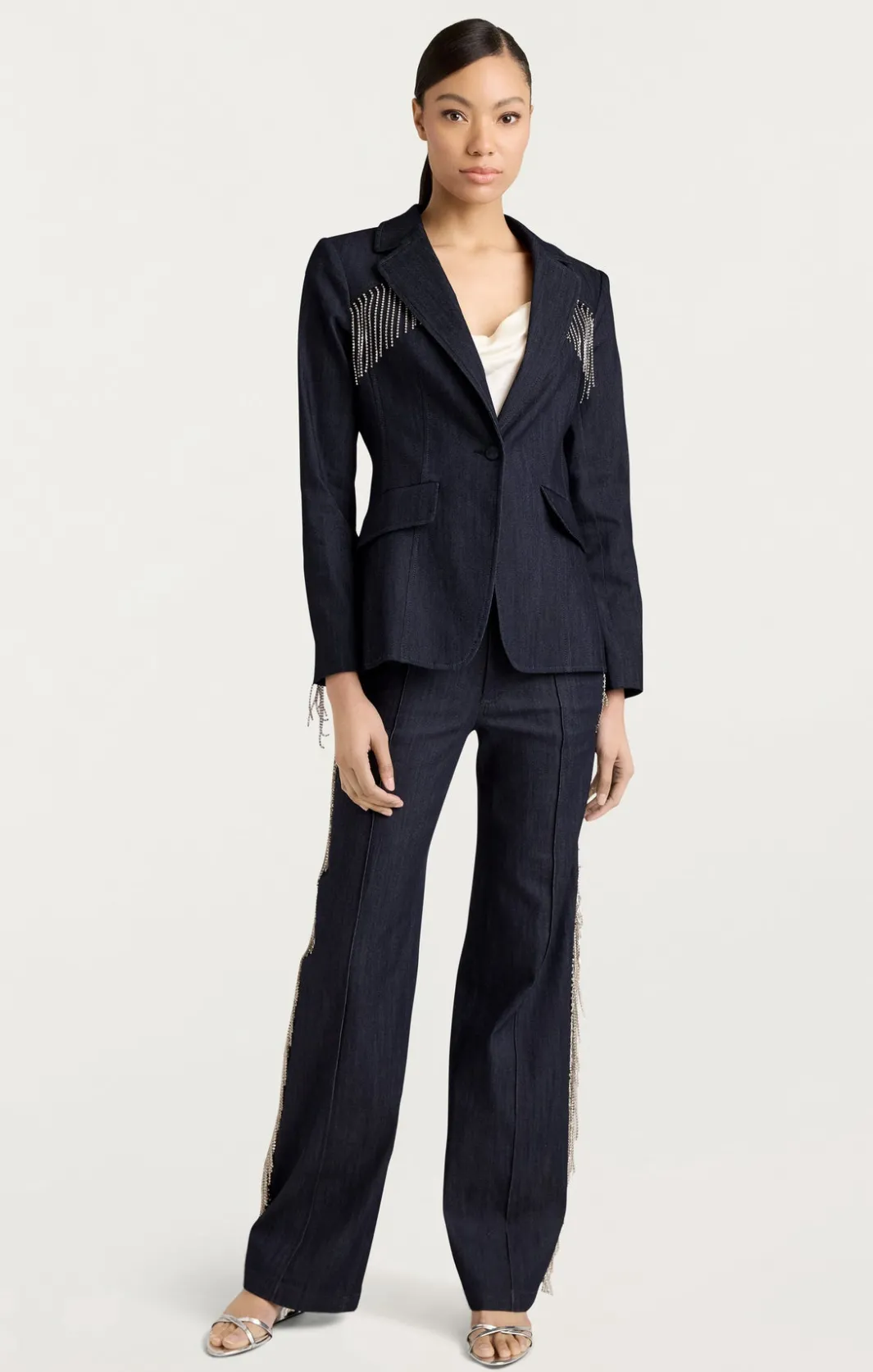 Blazers | Denim<Cinq à Sept Rhinestone Sasha Blazer Indigo