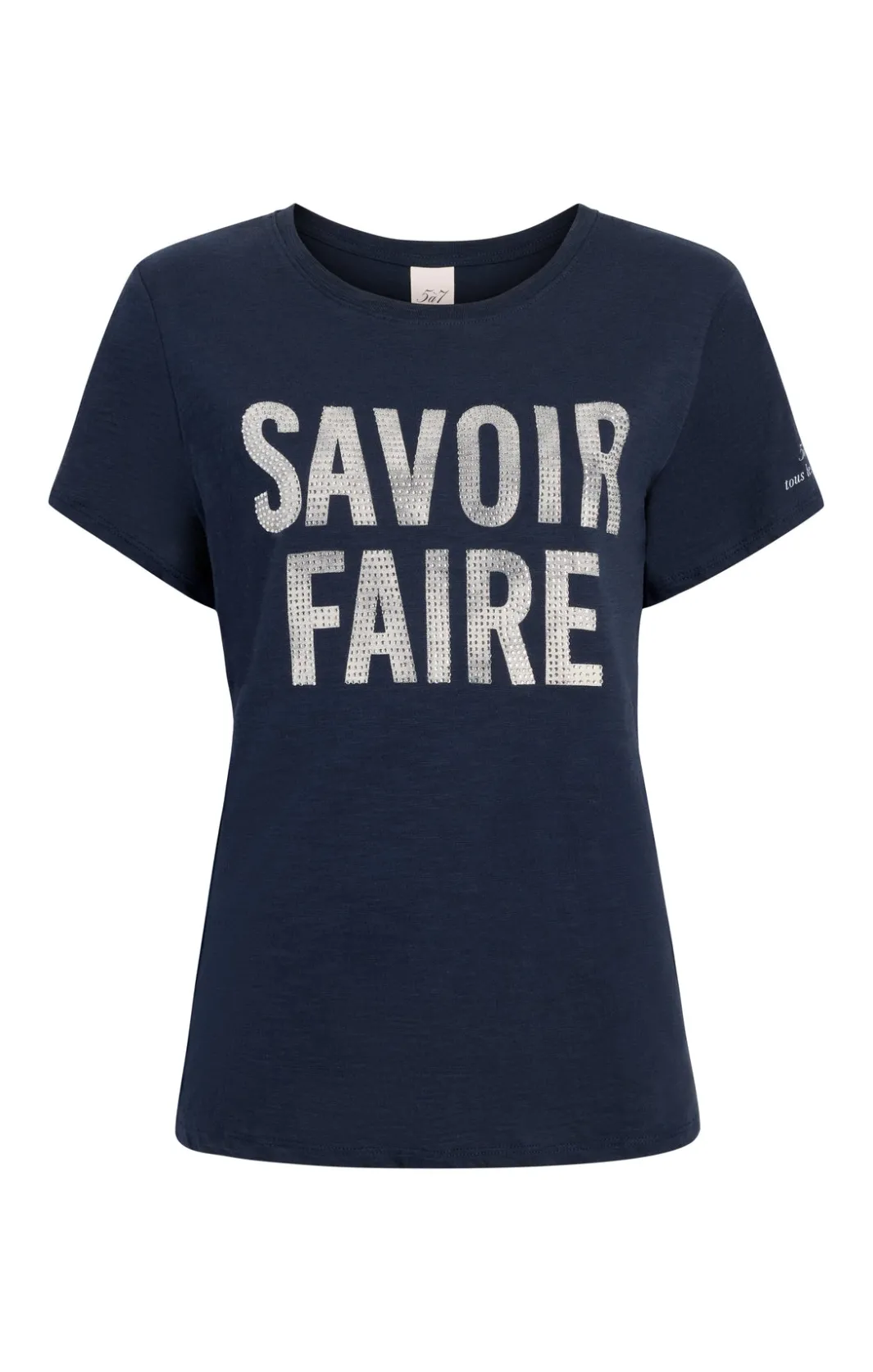 Tees & Pullovers<Cinq à Sept Rhinestone Savoir Faire Tee Navy/White