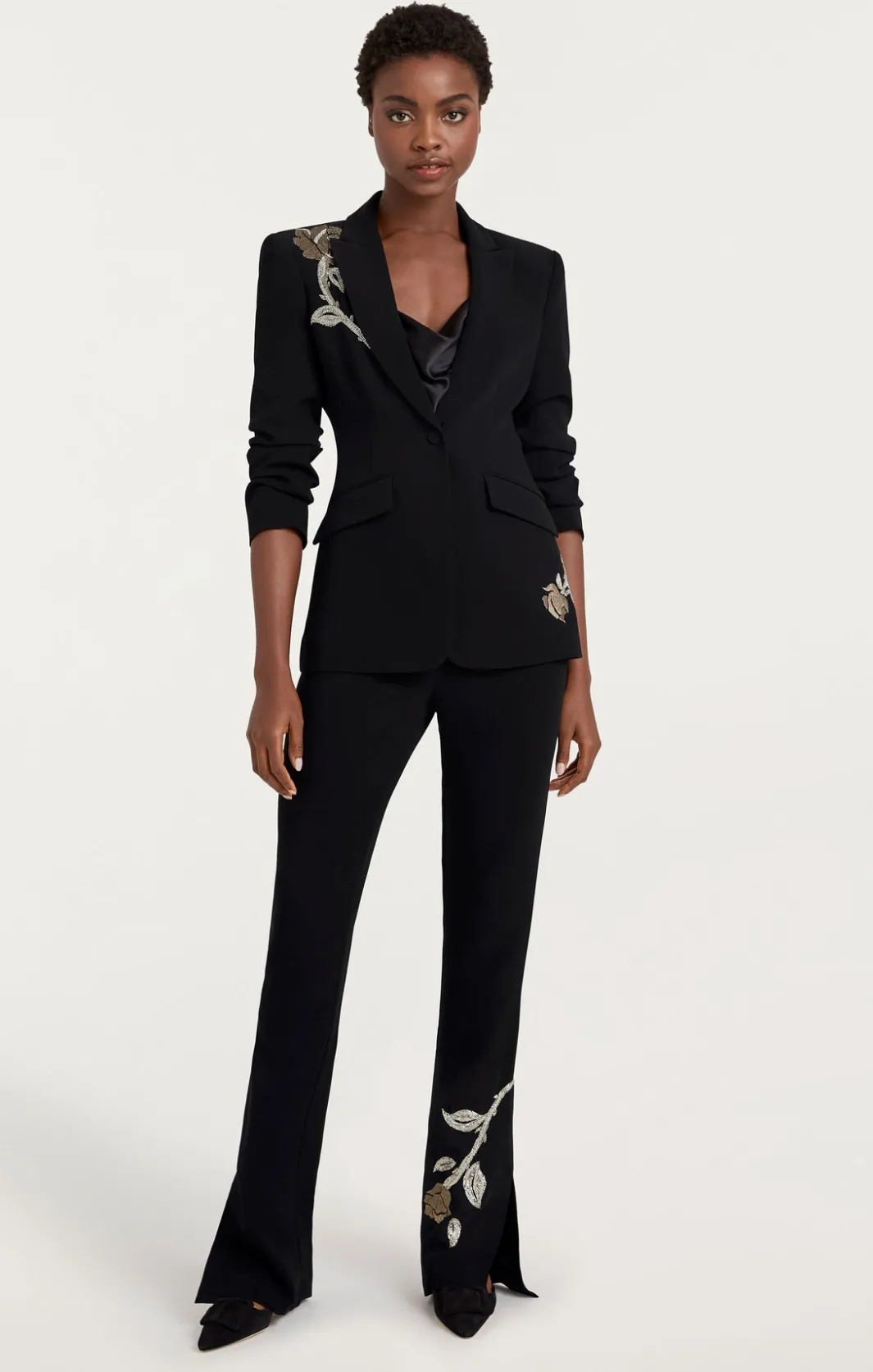 Jackets<Cinq à Sept Rose Embellished Eva Blazer Black