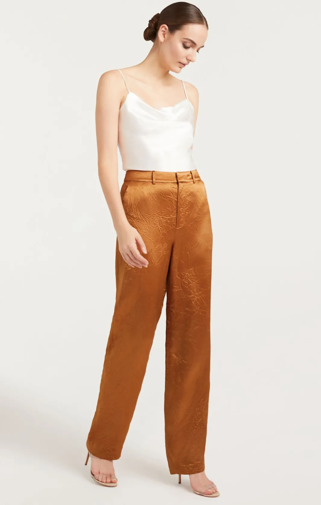 Pants<Cinq à Sept Satin Kasid Pant Pecan