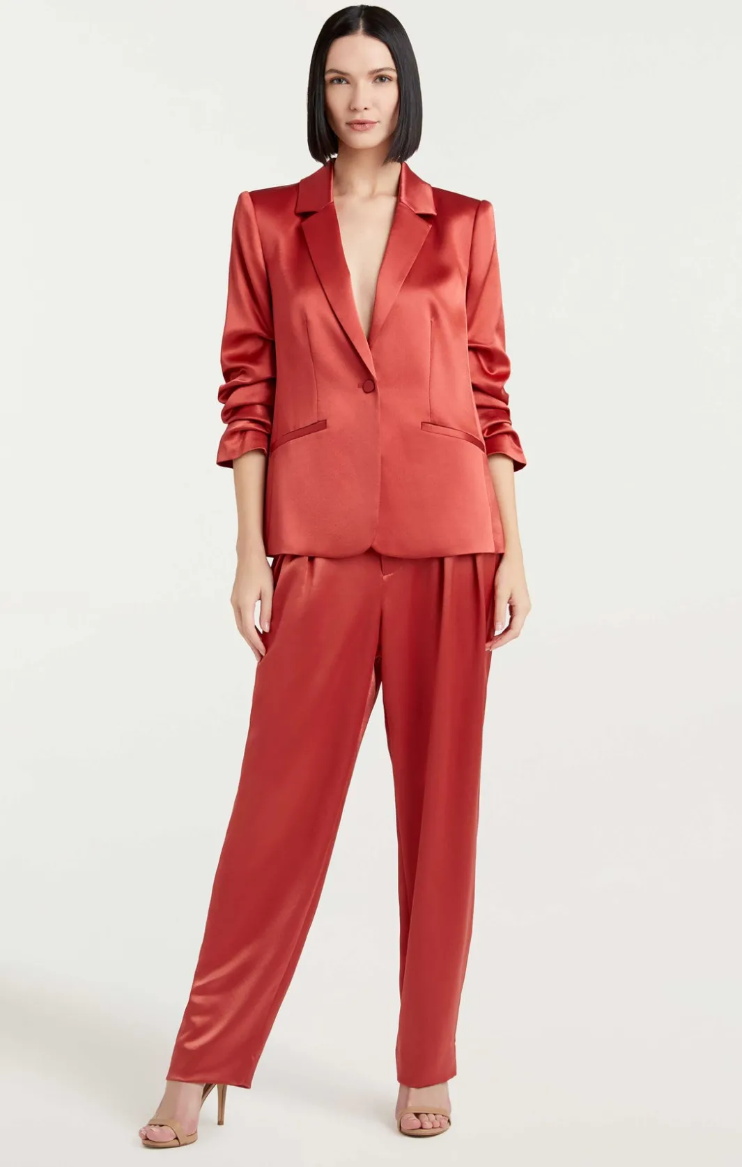 Jackets<Cinq à Sept Satin Kylie Blazer Sumac