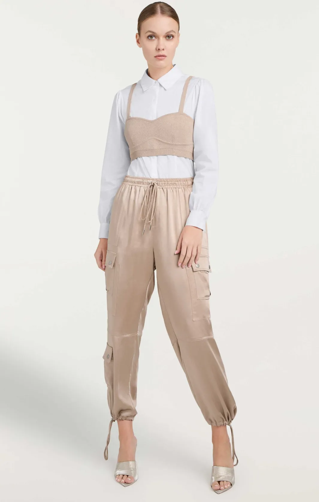 Pants<Cinq à Sept Satin Nitsan Parachute Pant Oyster