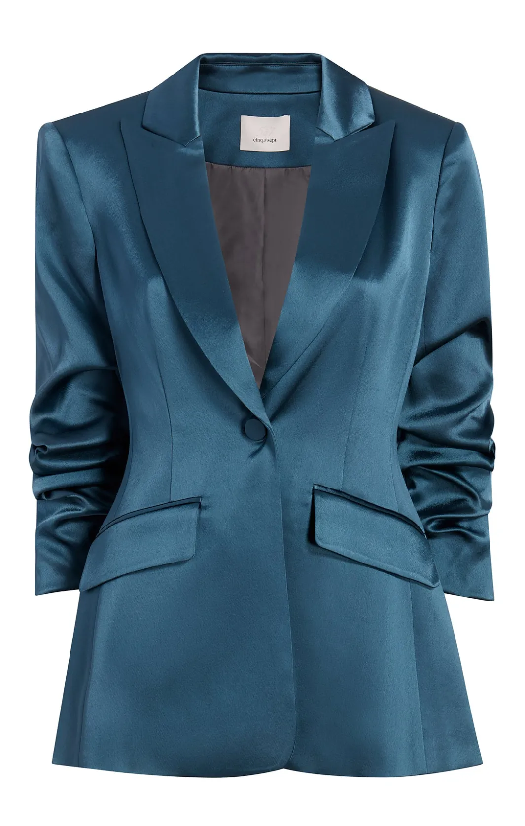 Jackets<Cinq à Sept Scrunched Cheyenne Blazer SmoothSatinOnyx