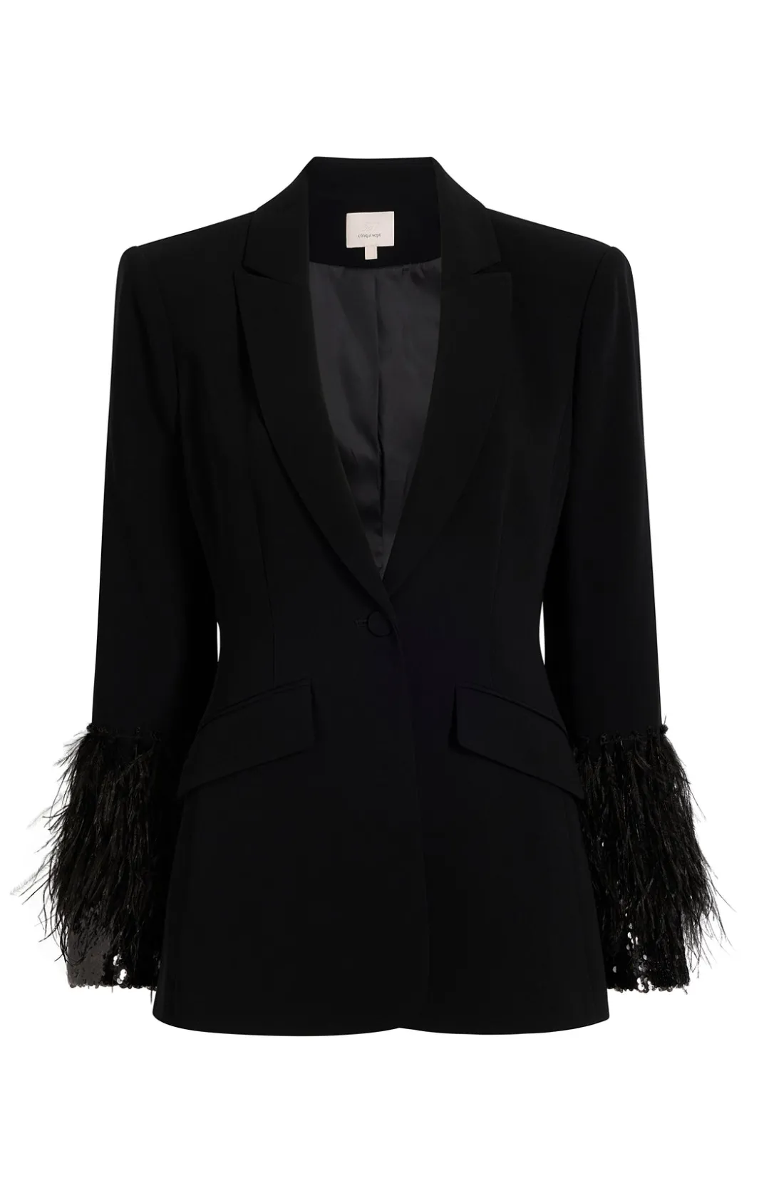 Jackets<Cinq à Sept Sequin And Feather Cheyenne Blazer Black/black