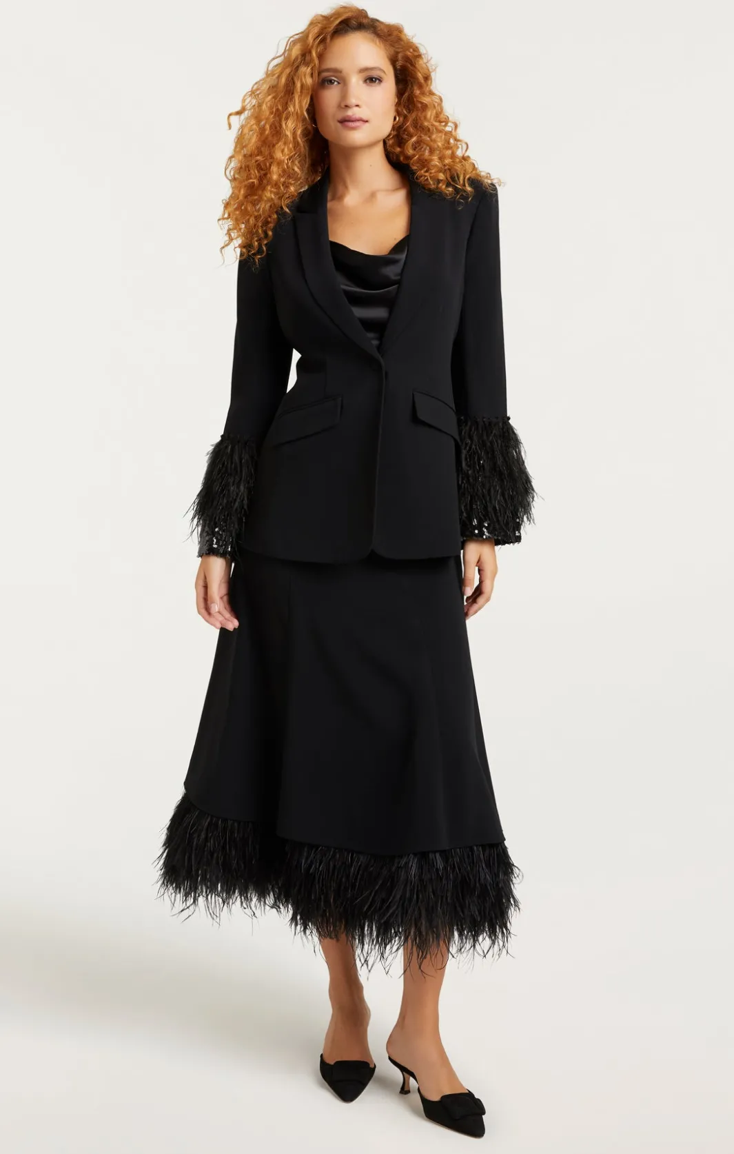 Jackets<Cinq à Sept Sequin And Feather Cheyenne Blazer Black/black