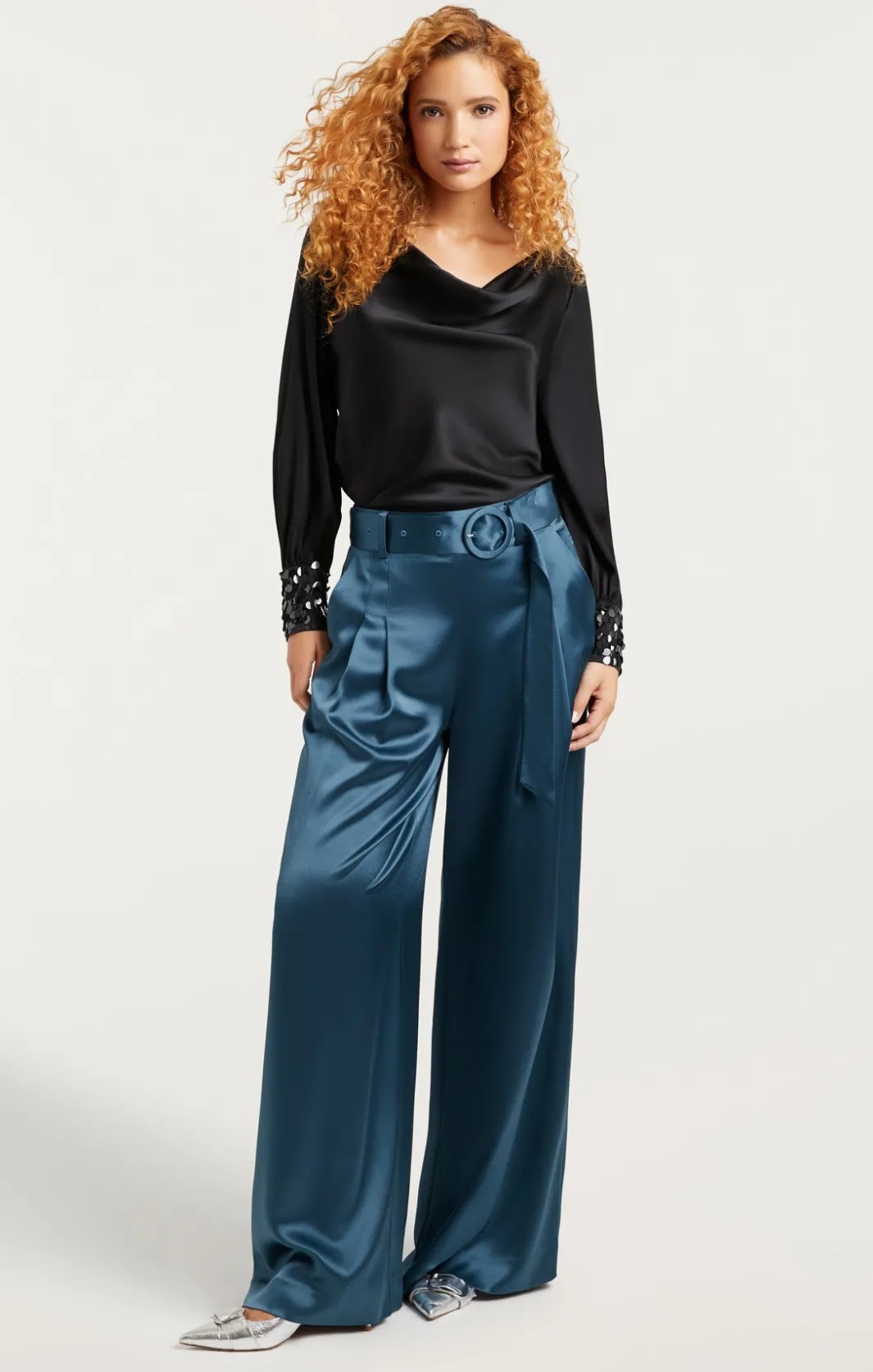 Long Sleeve Tops<Cinq à Sept Sequin Cuff Taylee Top Black