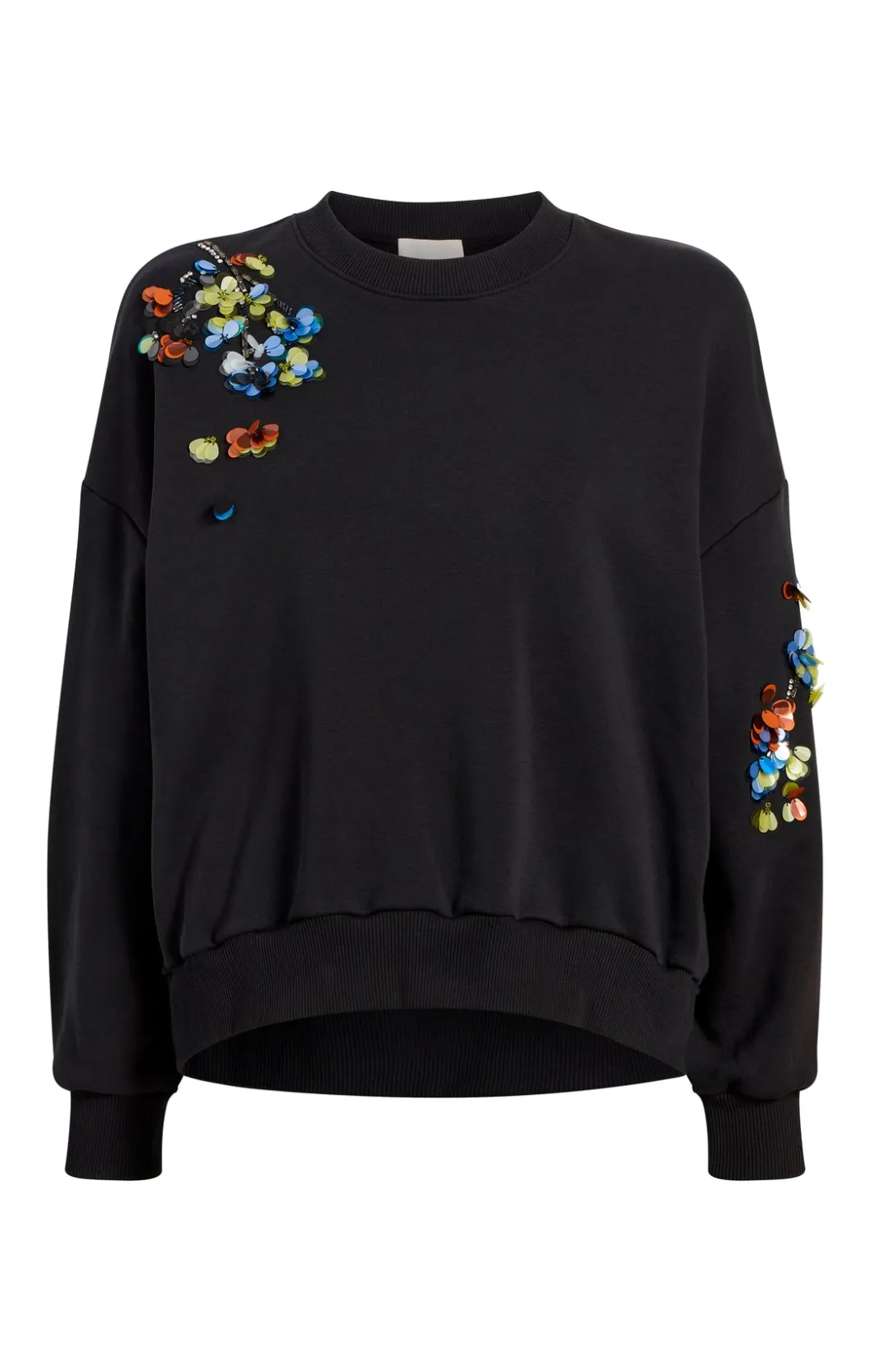 Tees & Pullovers | Sweaters & Knits<Cinq à Sept Sequin Flower Embellished Brandy Pullover Black/Multi