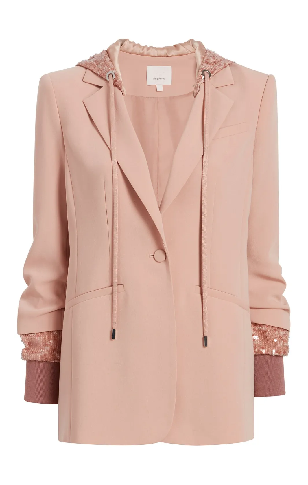 Jackets<Cinq à Sept Sequin Hooded Khloe Blazer Blusher