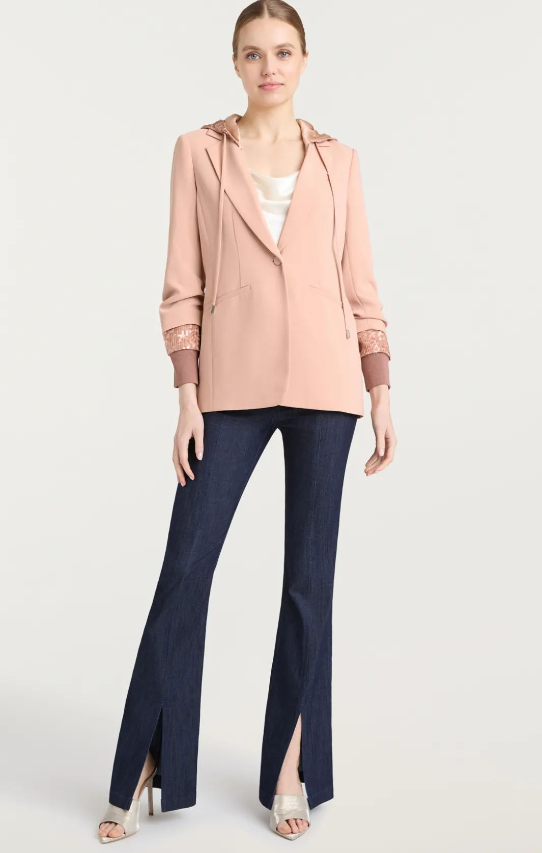 Jackets<Cinq à Sept Sequin Hooded Khloe Blazer Blusher