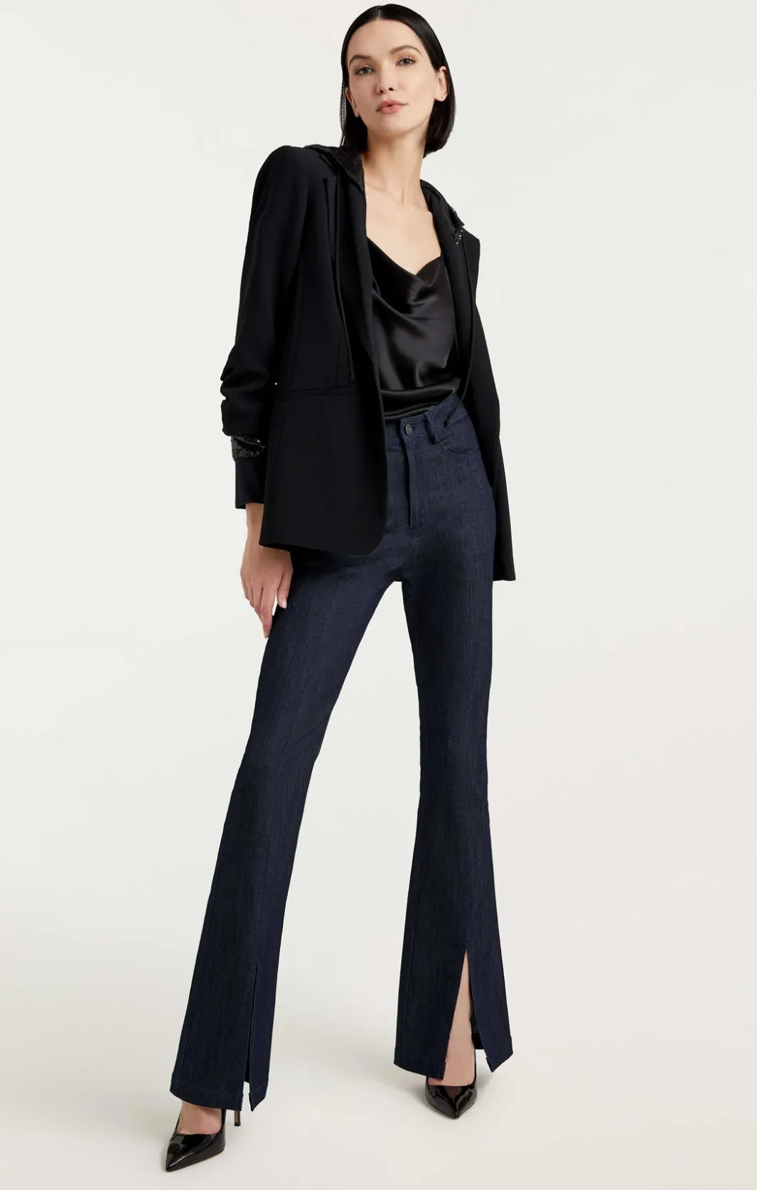 Jackets<Cinq à Sept Sequin Hooded Khloe Blazer Black