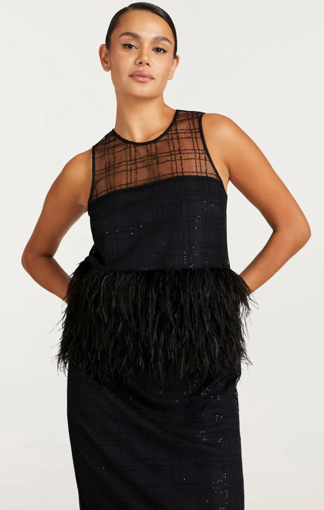 Tank Tops & Camisoles<Cinq à Sept Sequin Plaid Charisse Top Black