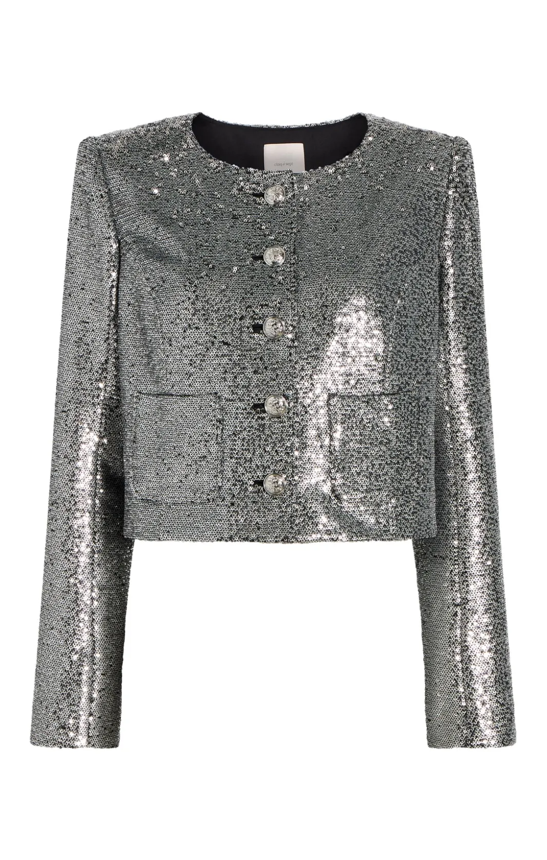 Jackets<Cinq à Sept Sequin Randi Jacket Silver