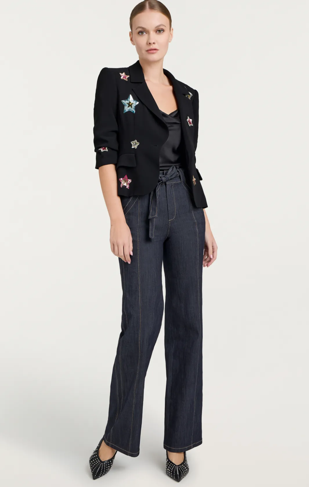 Jackets<Cinq à Sept Sequin Star Le Petit Khloe Blazer Black/multi