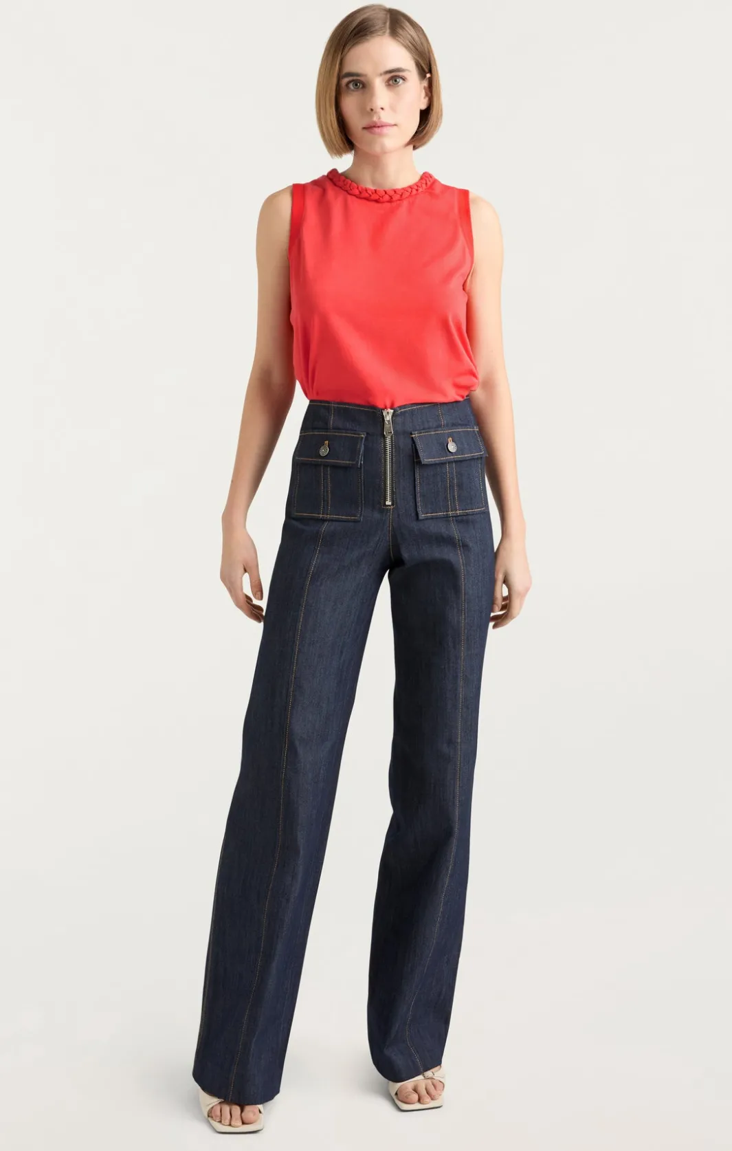 Tank Tops & Camisoles | Tees & Pullovers<Cinq à Sept Sleeveless Braided Tee DeepTangelo