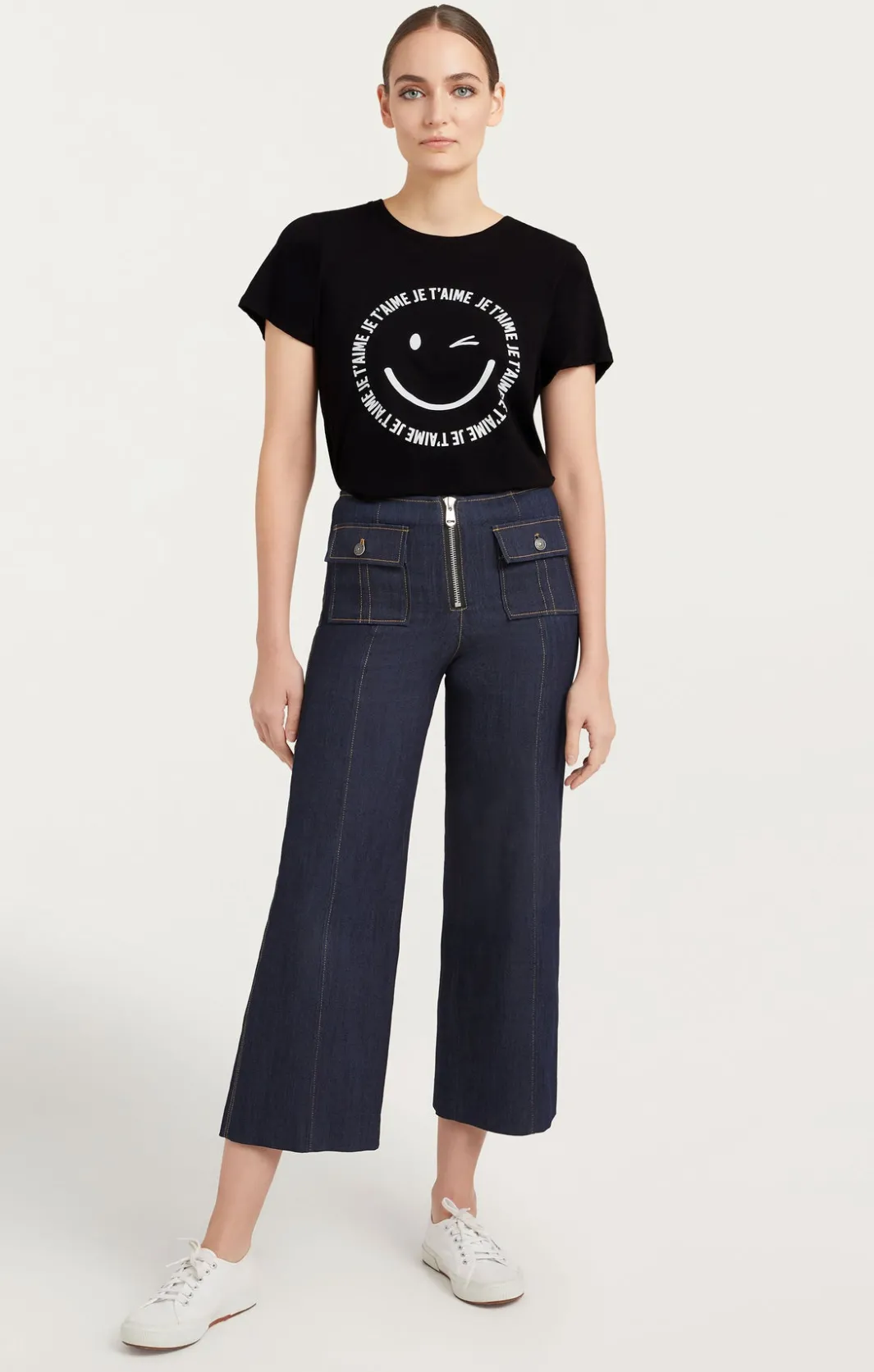 Tees & Pullovers<Cinq à Sept Smiley Je Taime Tee Black/white