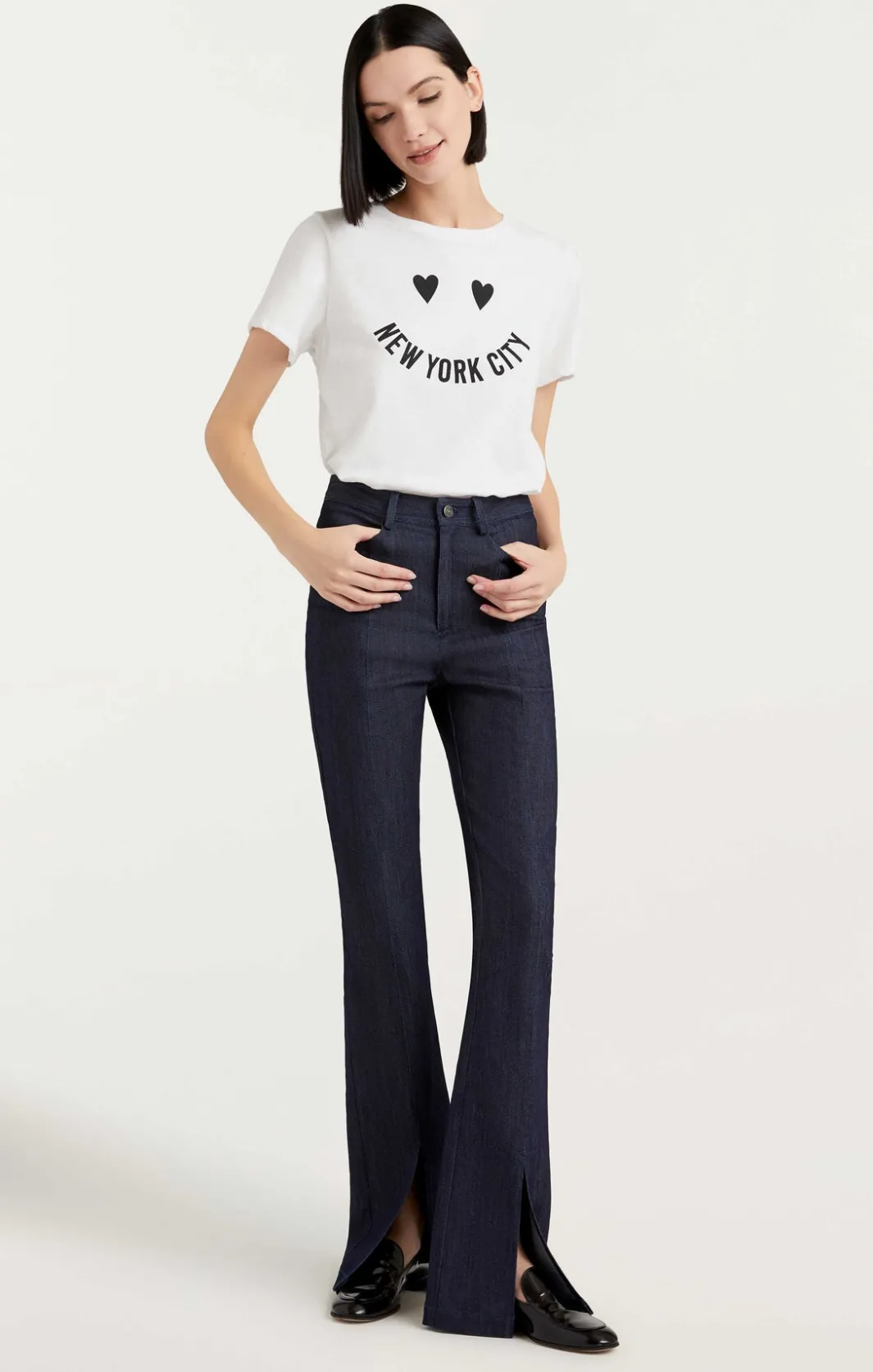 Tees & Pullovers<Cinq à Sept Smiley New York Tee White-black