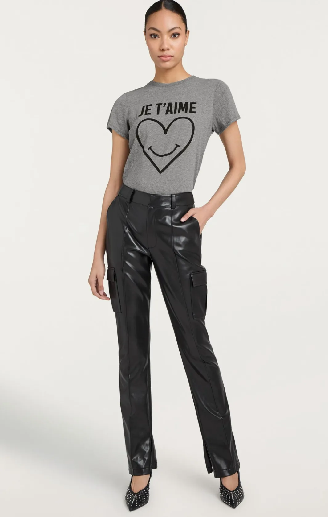 Tees & Pullovers<Cinq à Sept Smiling Heart Tee HeatherGrey/black