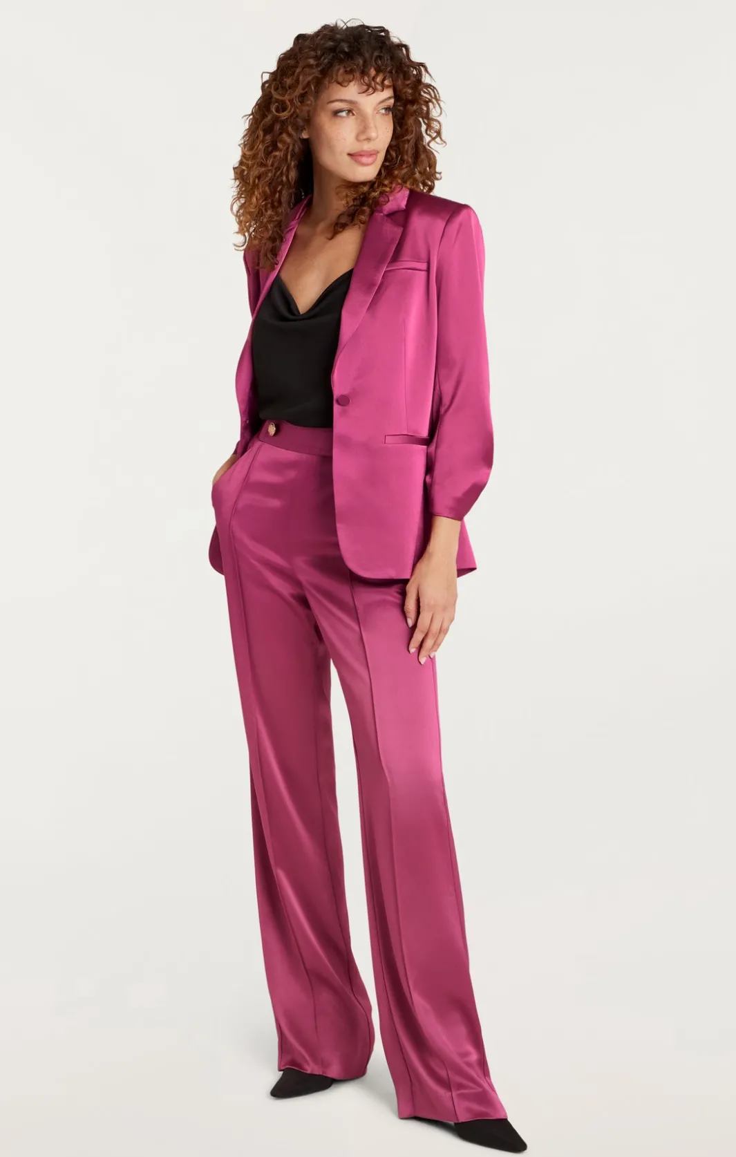 Blazers<Cinq à Sept Smooth Satin Khloe Blazer DarkUbe