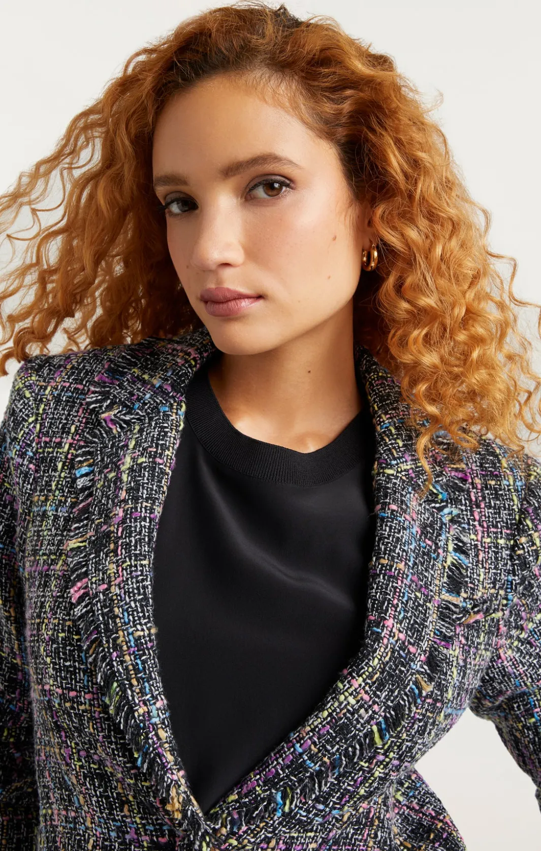 Jackets<Cinq à Sept Spacedye Tweed Khloe Blazer BlackMulti