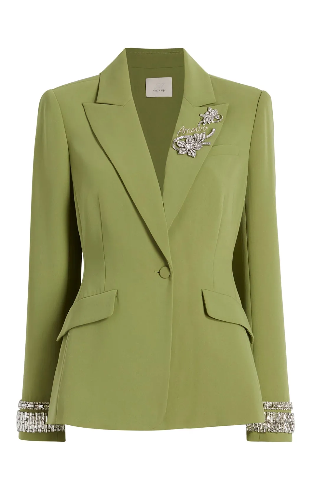 Jackets<Cinq à Sept Stacked Jewelry Embellished Cheyenne Blazer Moss