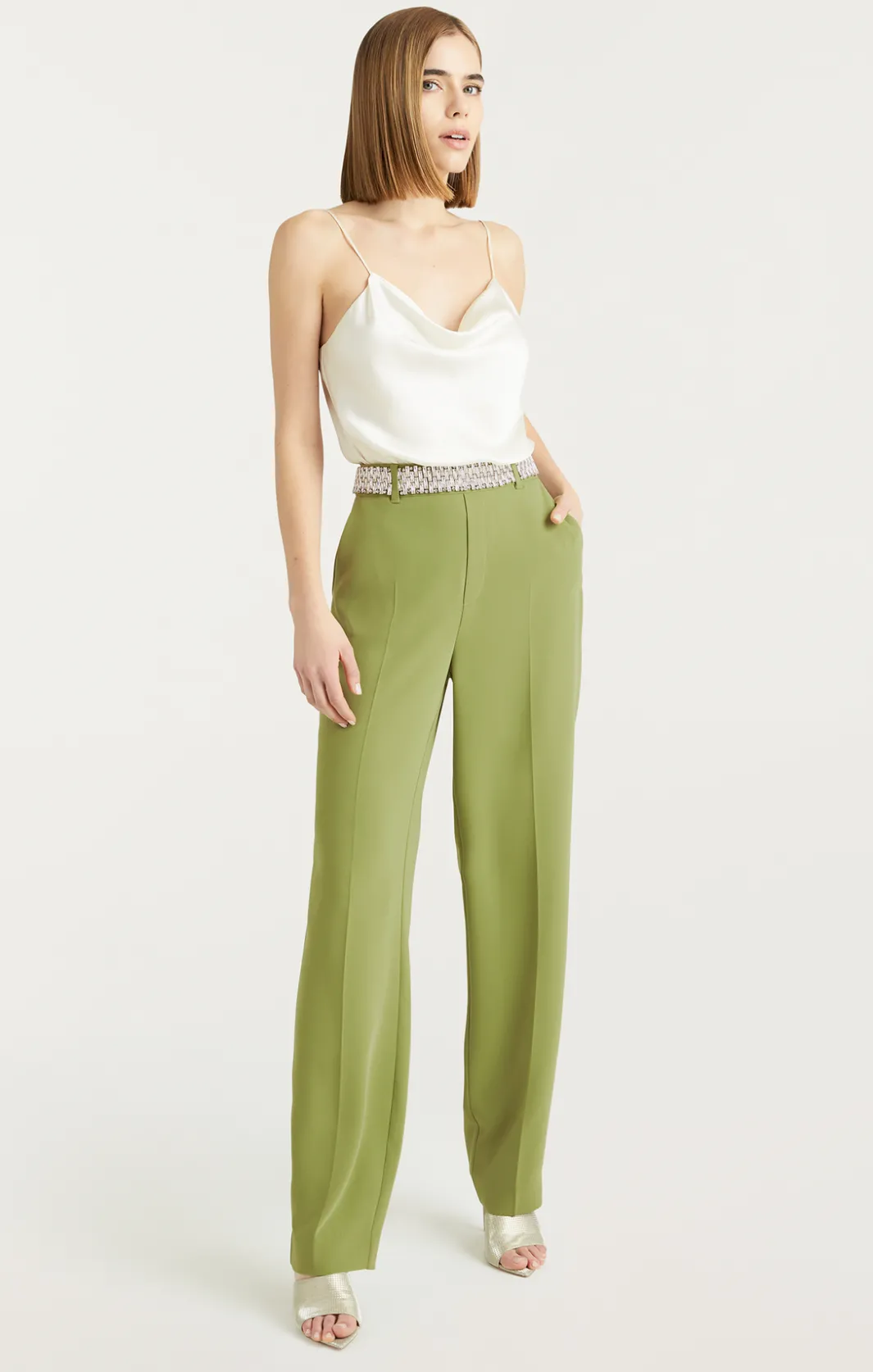 Pants<Cinq à Sept Stacked Jewelry Embellished Collins Pant Moss