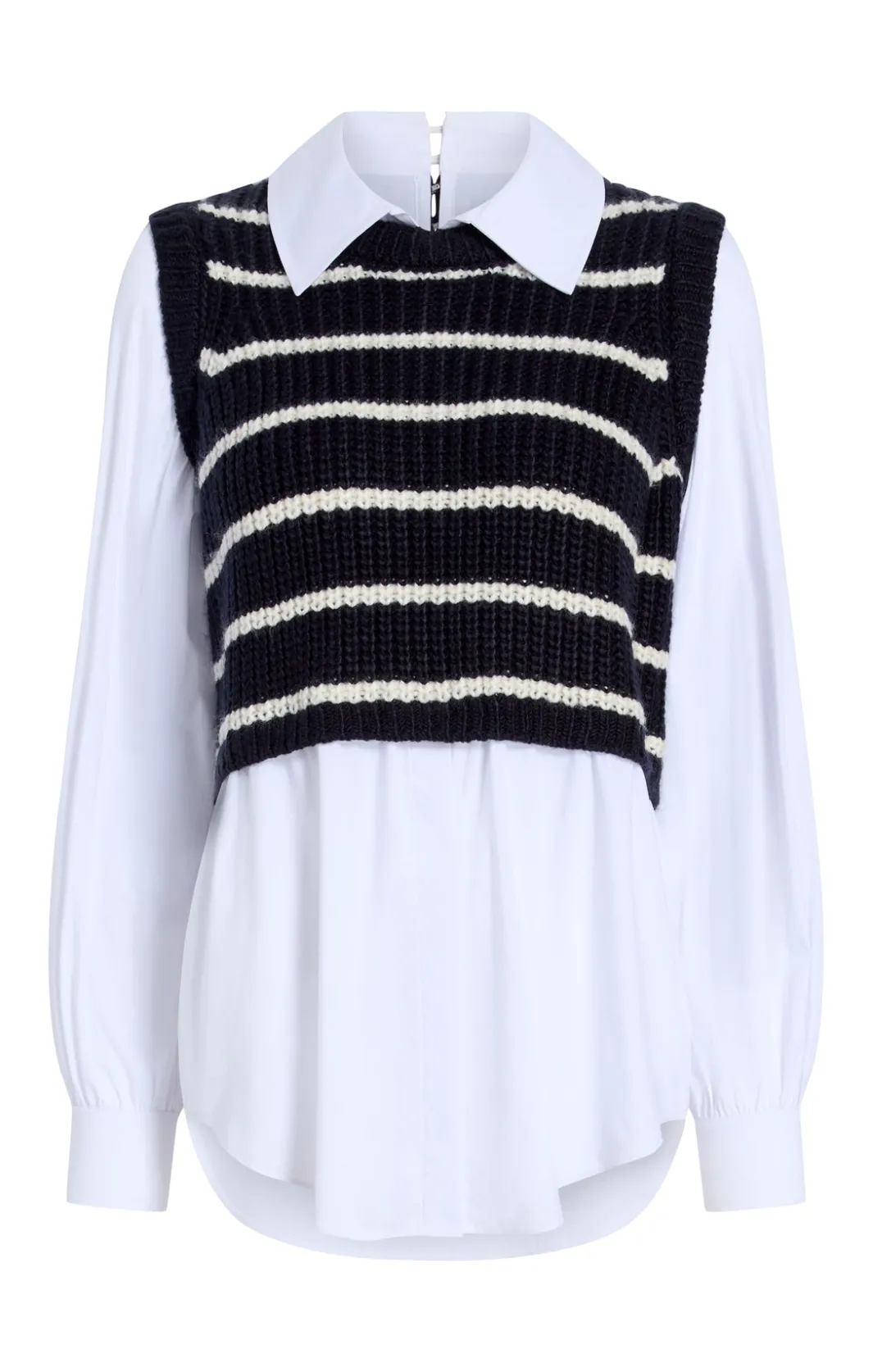 Sweaters & Knits | Sweaters & Knits<Cinq à Sept Striped Mara Shaker Pullover Navy/Ivory