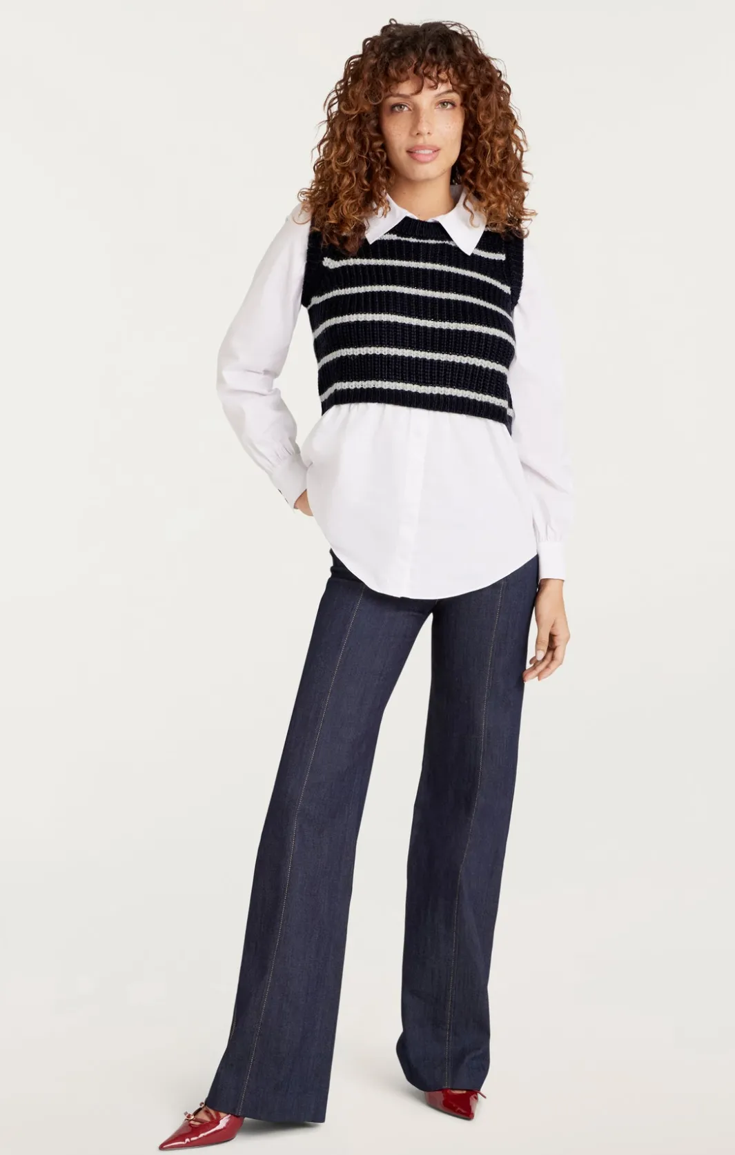 Sweaters & Knits | Sweaters & Knits<Cinq à Sept Striped Mara Shaker Pullover Navy/Ivory