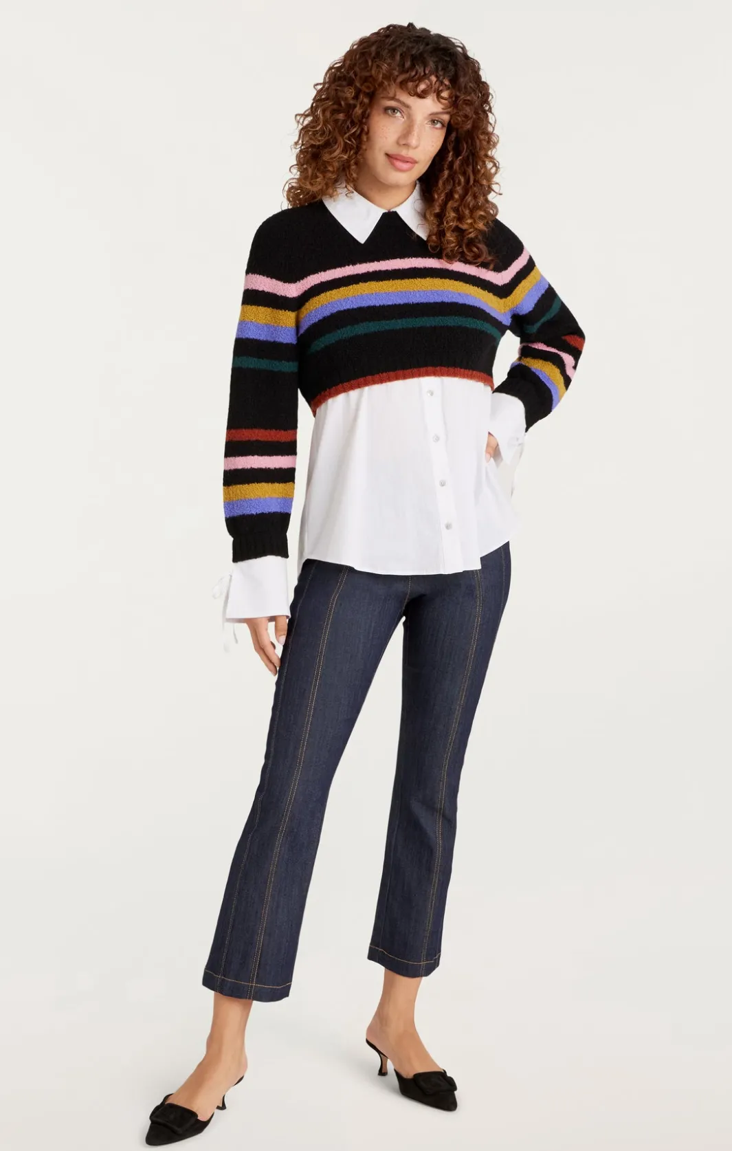 Long Sleeve Tops | Sweaters & Knits<Cinq à Sept Striped Nelida Pullover BlackMulti