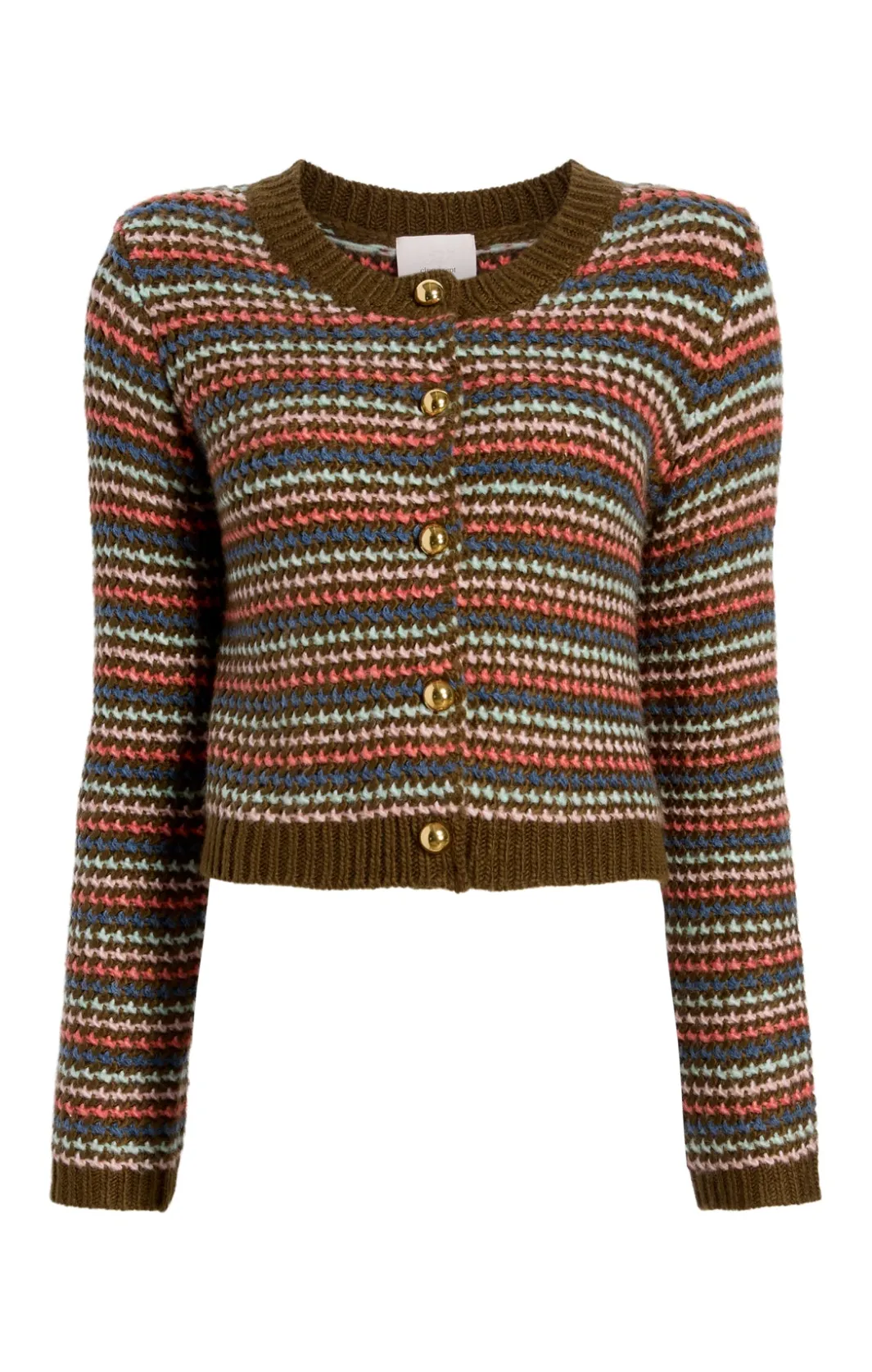 Long Sleeve Tops | Sweaters & Knits<Cinq à Sept Striped Romina Cardigan DarkOliveMulti