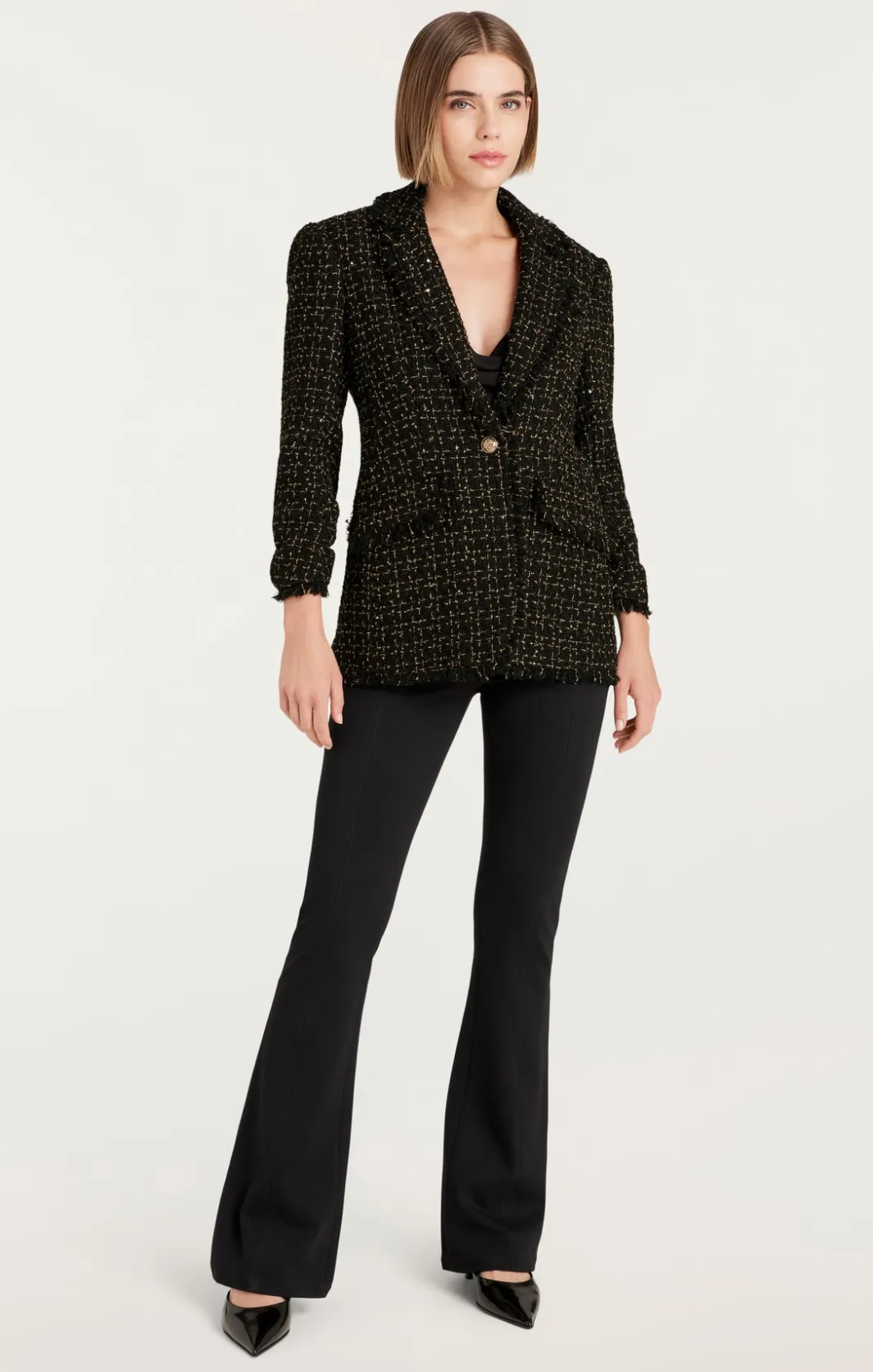 Blazers<Cinq à Sept Sylvie Boucle Khloe Blazer Black/Gold