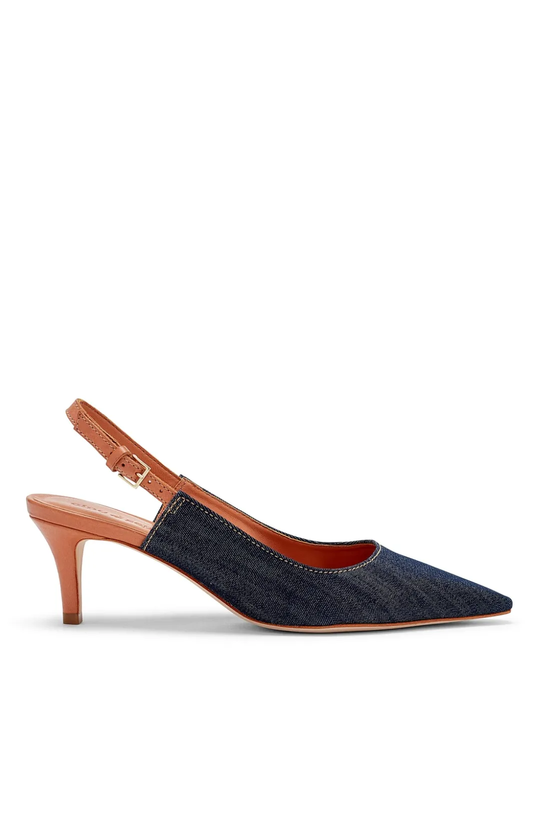 Shoes<Cinq à Sept Sylvie Denim Slingback Pump Indigo/Saddle