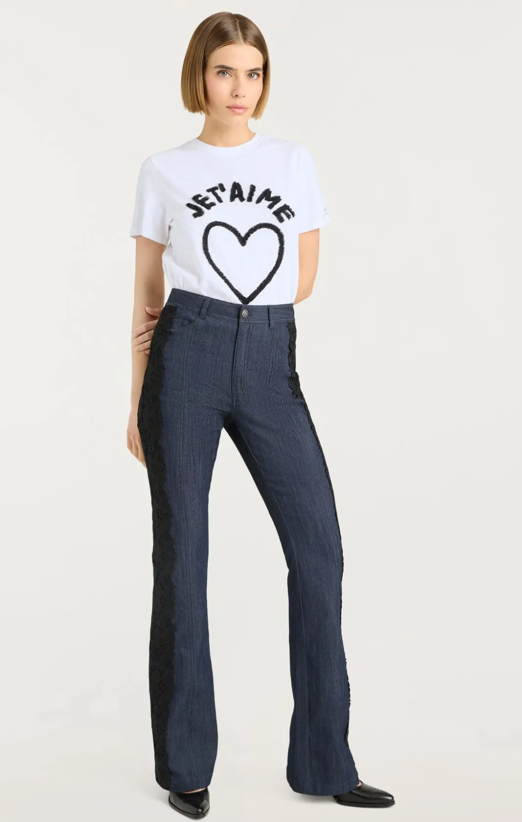 Tees & Pullovers<Cinq à Sept Textured Je T'aime Tee White/Black