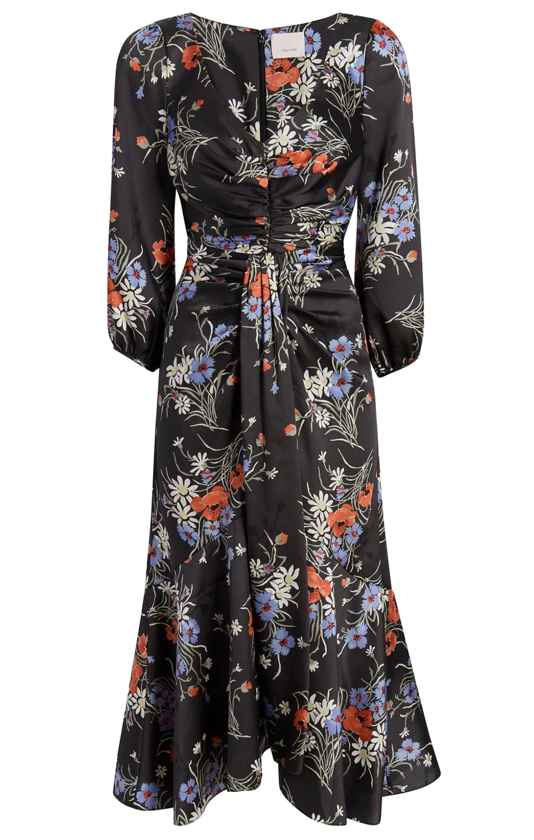 Midi<Cinq à Sept Three Quarter Sleeve Walker Dress ObsidianMulti