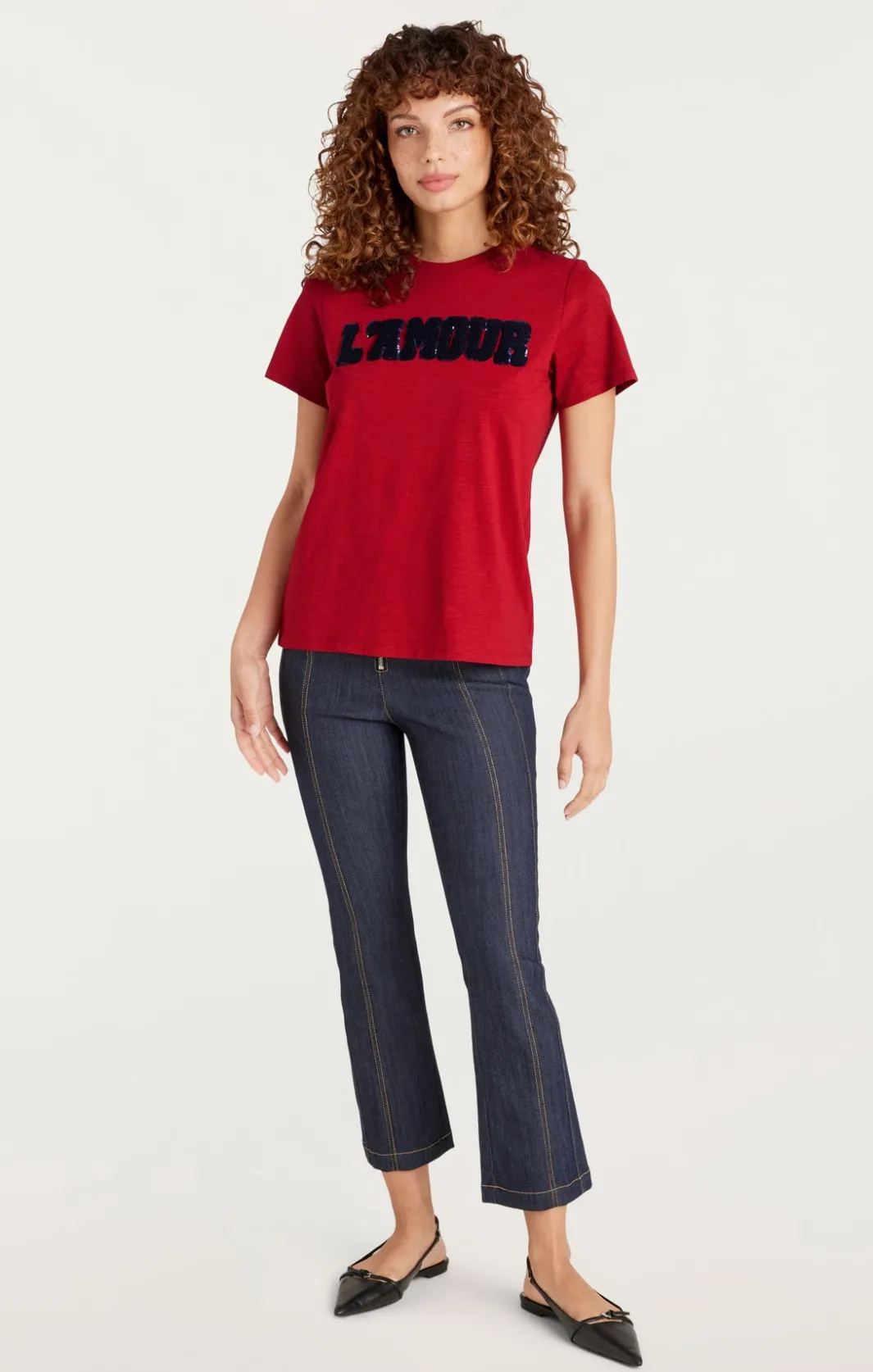 Tees & Pullovers<Cinq à Sept Toweled L'amour Shrunken Tee Rosewood/navy