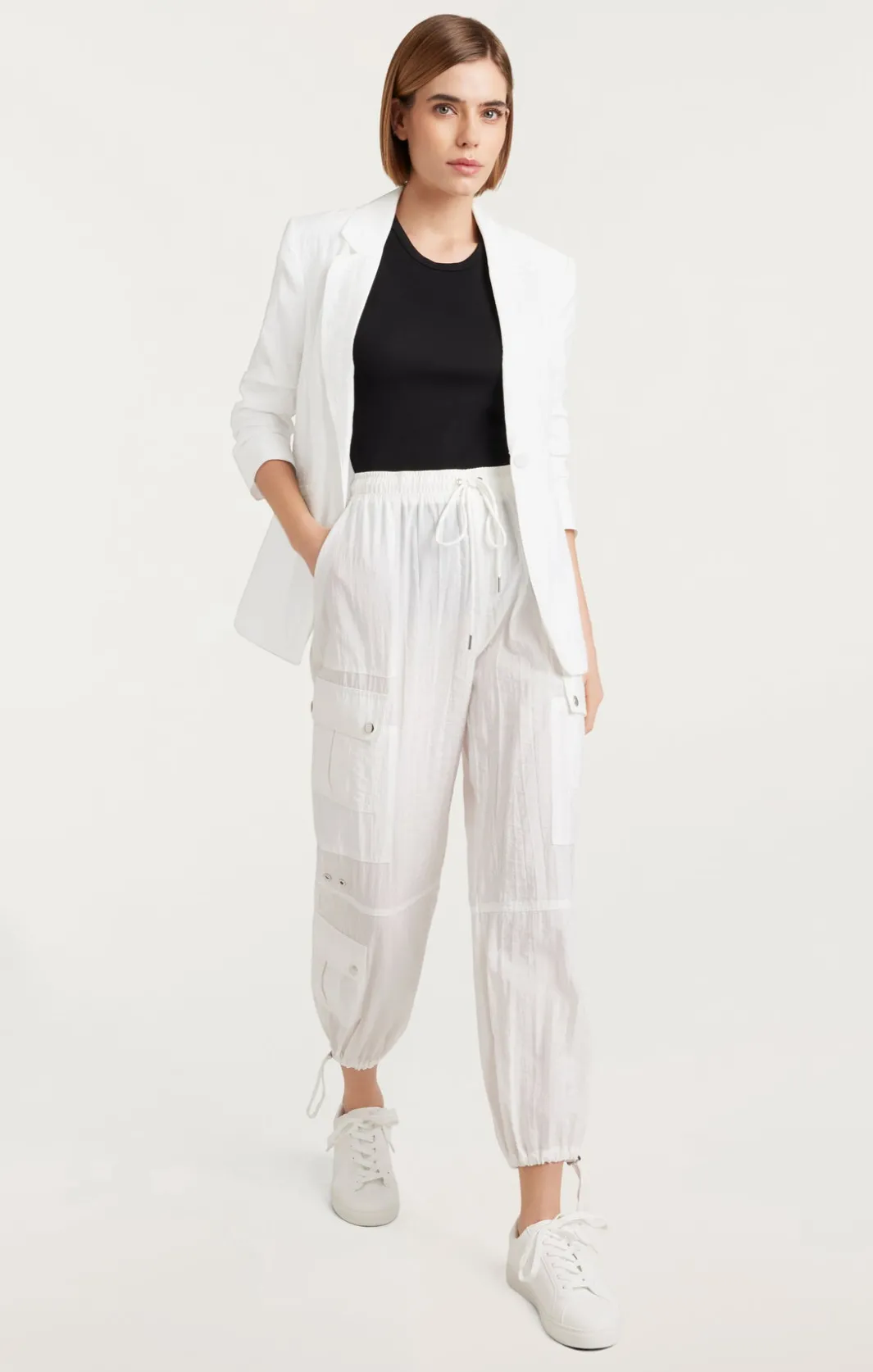 Blazers<Cinq à Sept Tumbled Woven Khloe Blazer White