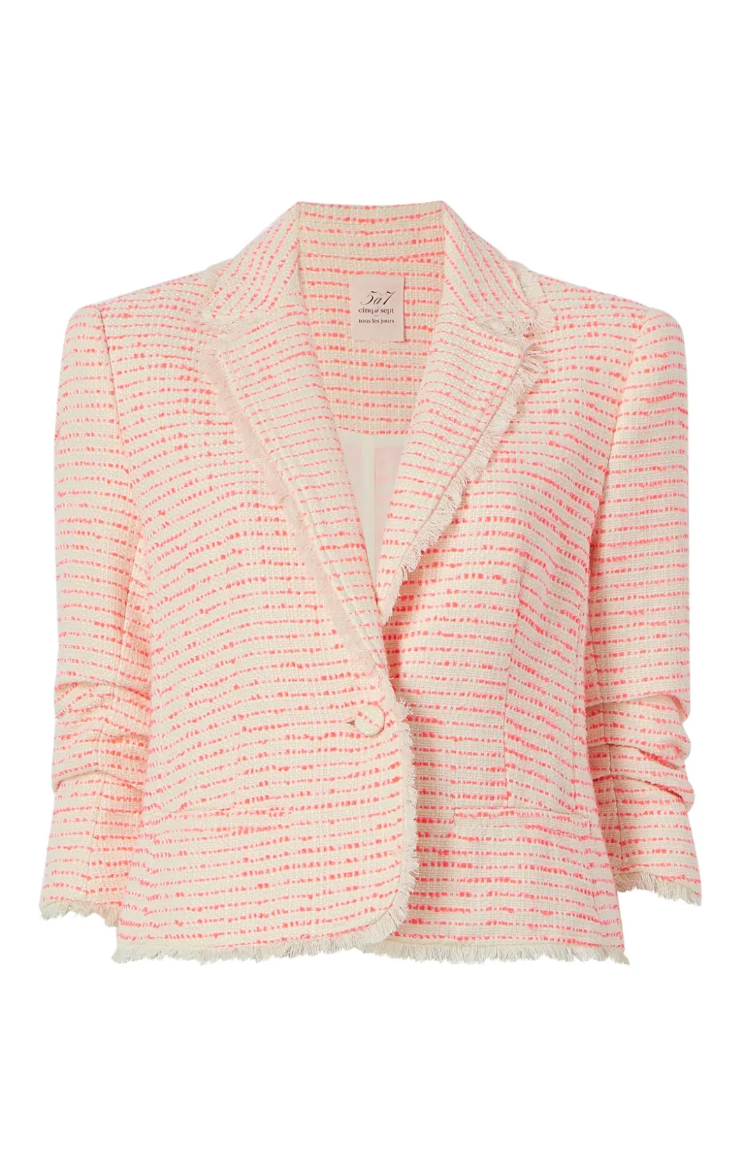 Jackets<Cinq à Sept Tweed Petite Khloe Blazer Ivory/neonCoral