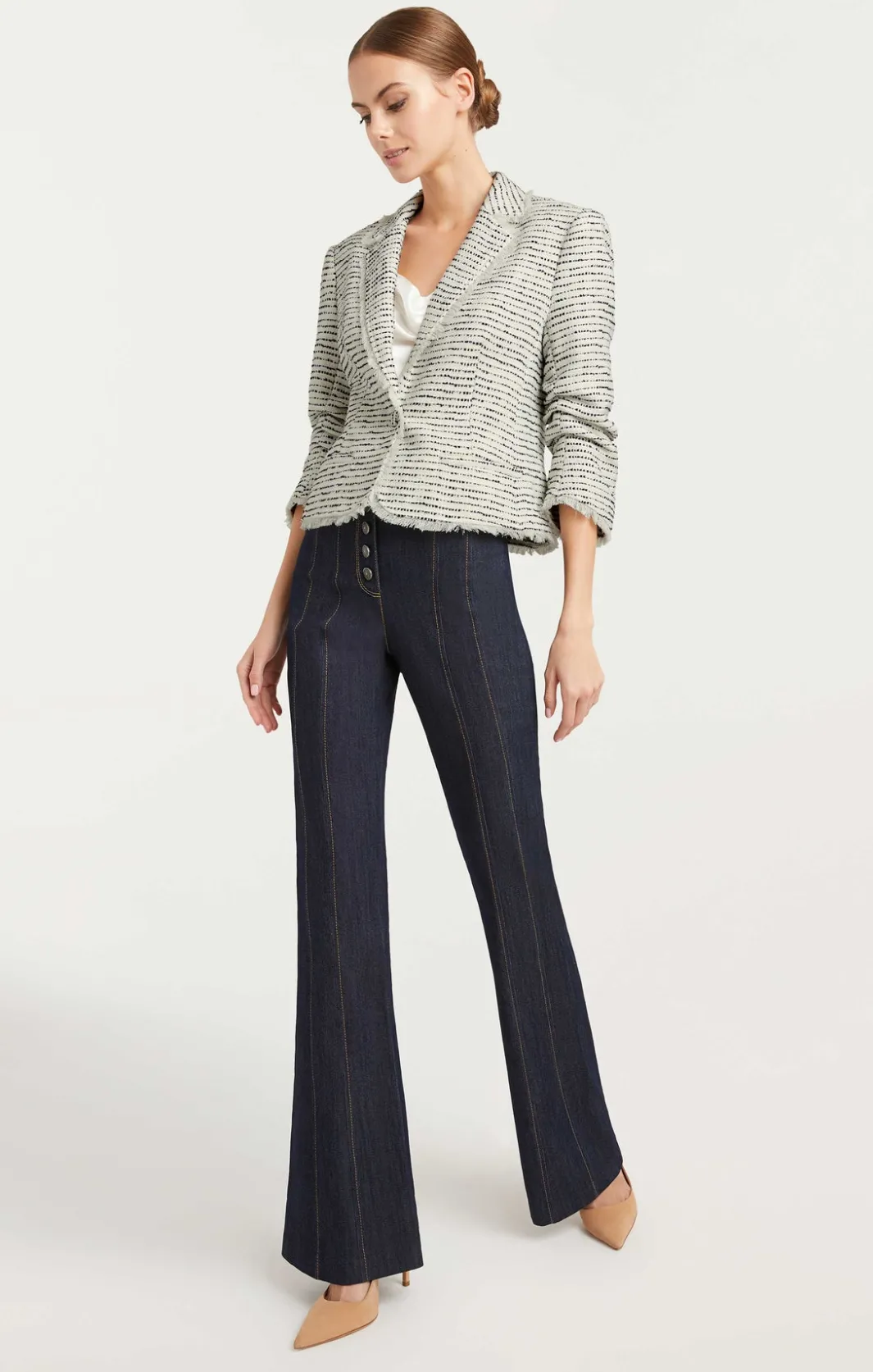 Jackets<Cinq à Sept Tweed Petite Khloe Blazer Ivory/Navy