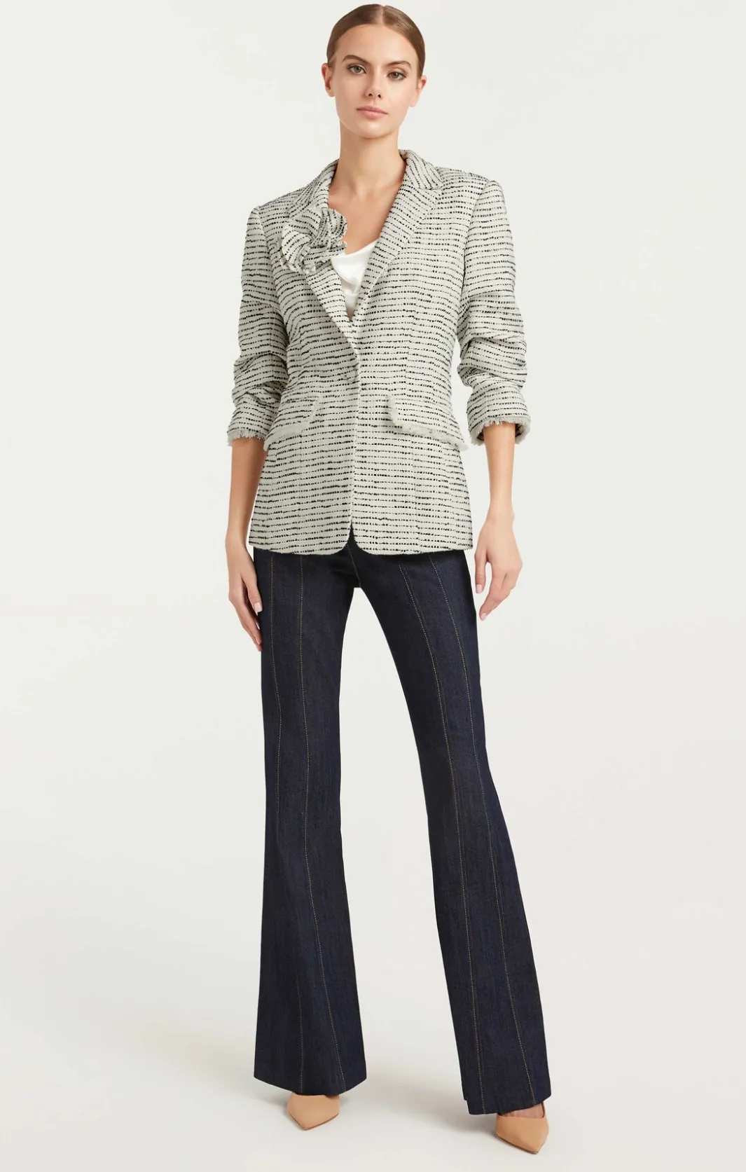 Jackets<Cinq à Sept Tweed Pricilla Blazer Ivory/Navy