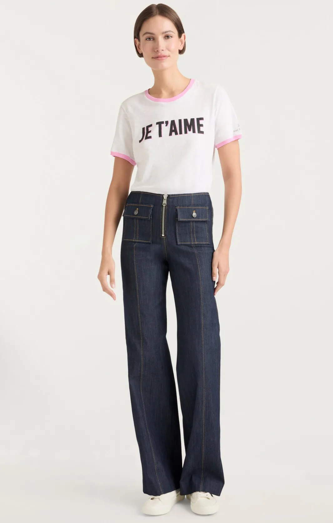 Tees & Pullovers<Cinq à Sept Two Tone Je T'aime Tee White/Carnation