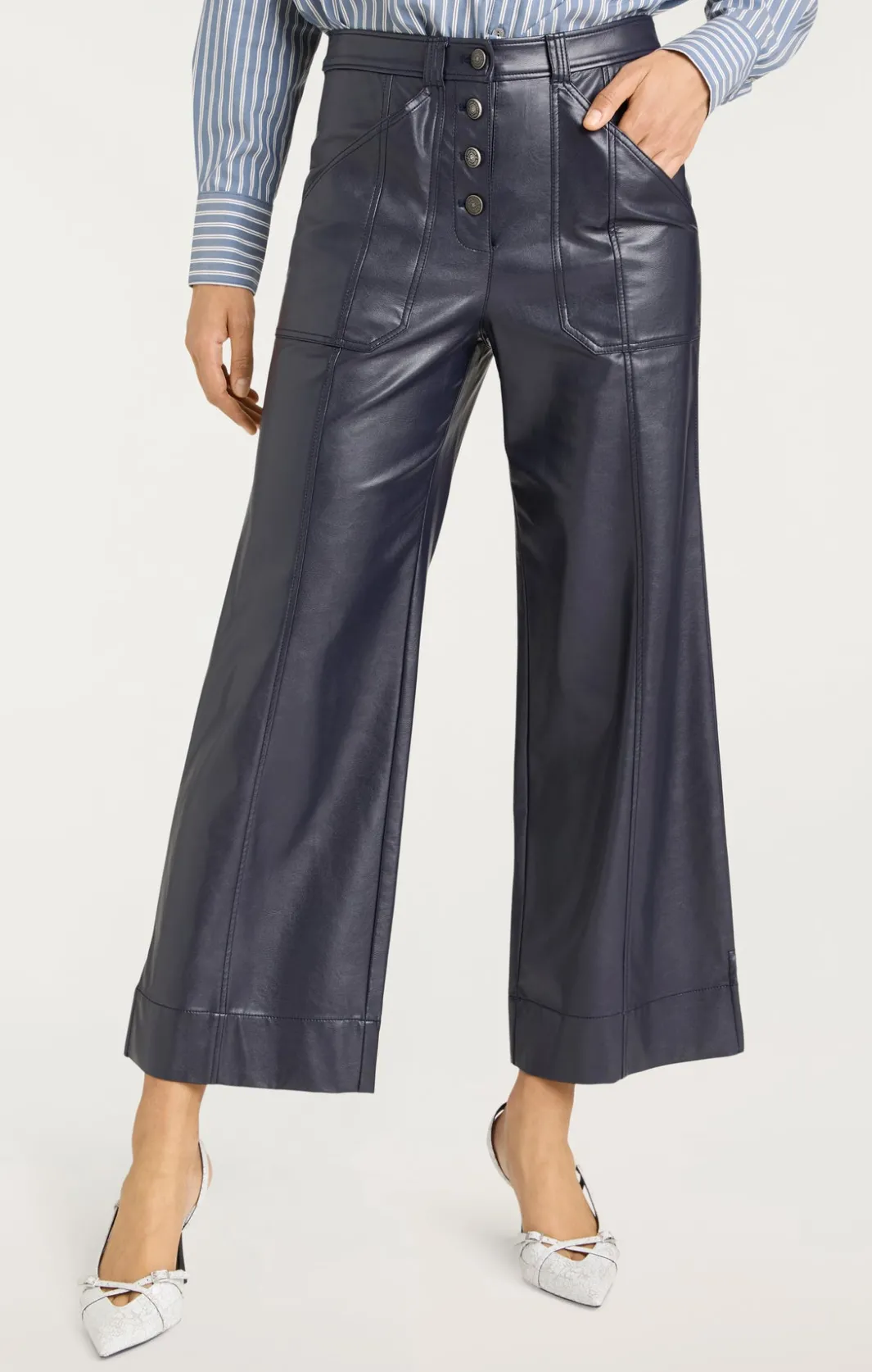 Pants<Cinq à Sept Vegan Leather Benji Pant Navy