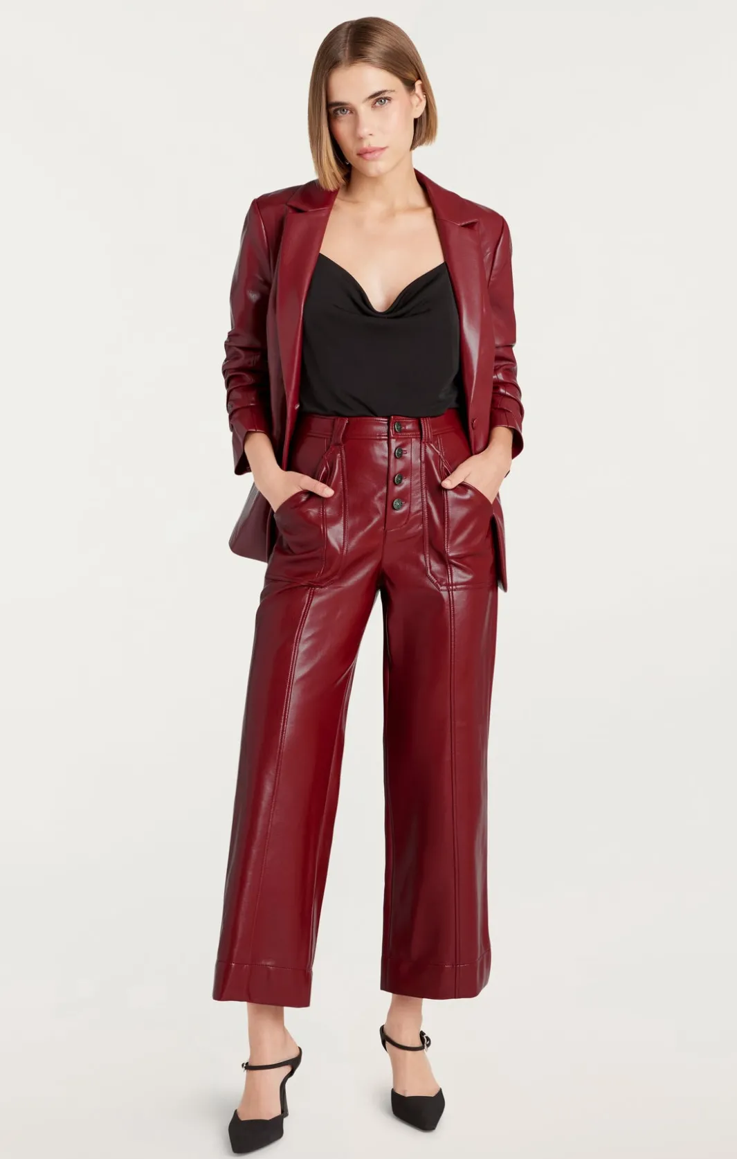 Pants<Cinq à Sept Vegan Leather Benji Pant Rhubarb