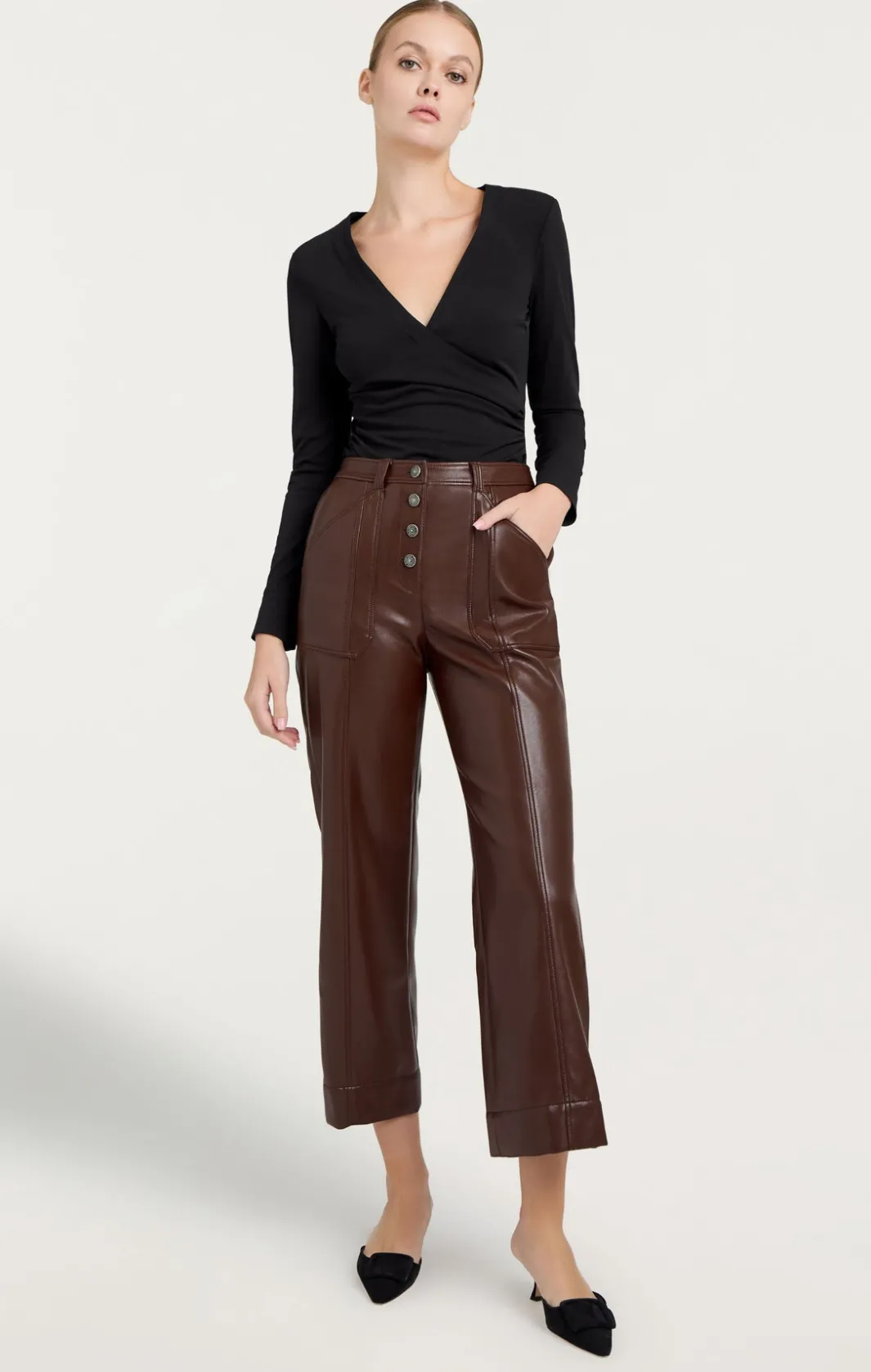 Pants<Cinq à Sept Vegan Leather Benji Pant Tobacco