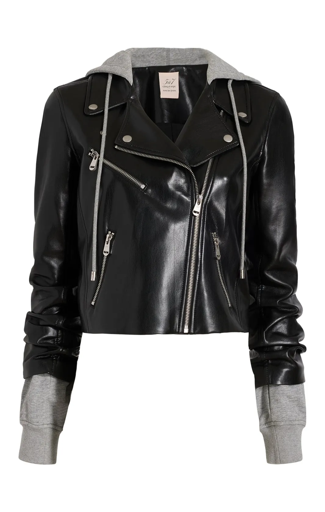 Jackets | Outerwear<Cinq à Sept Vegan Leather Evie Jacket Black/HeatherGrey