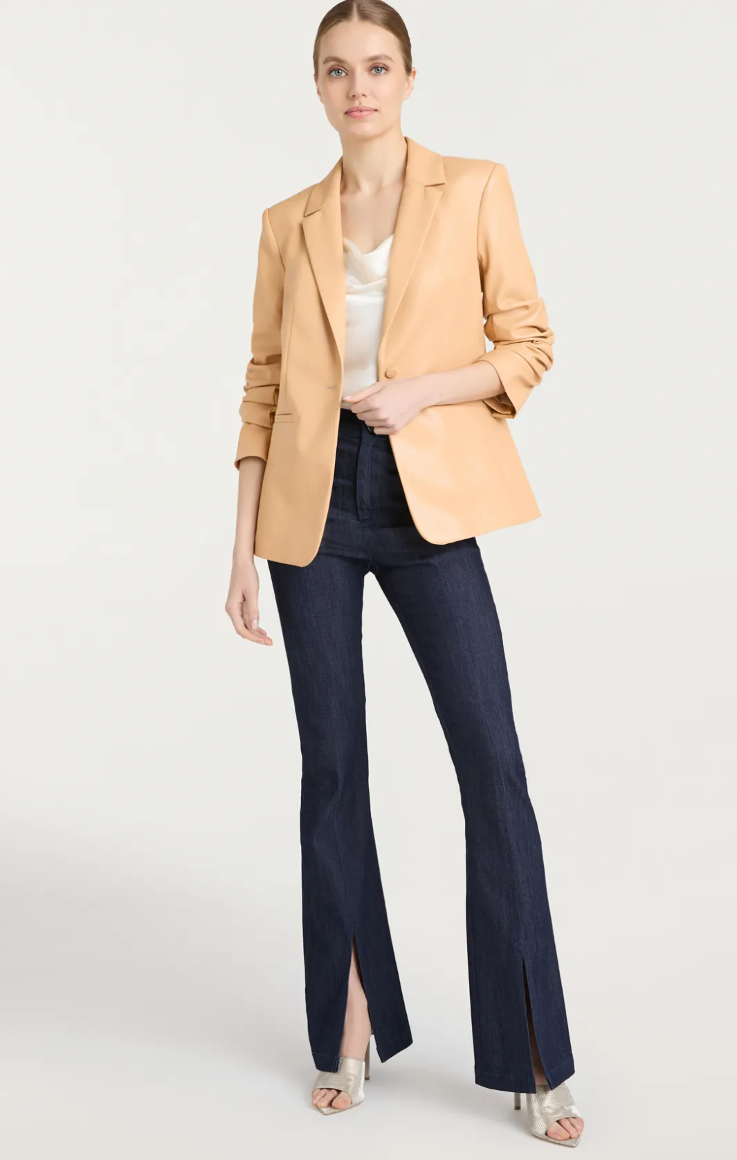 Jackets<Cinq à Sept Vegan Leather Kylie Blazer Chai