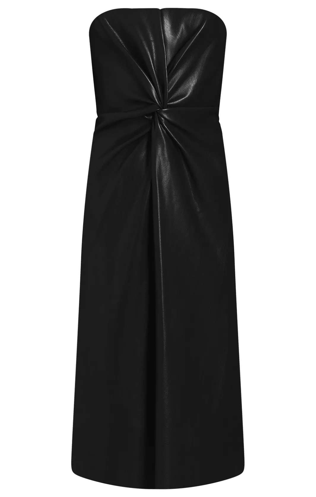 Midi<Cinq à Sept Vegan Leather Strapless Mckenna Dress Black