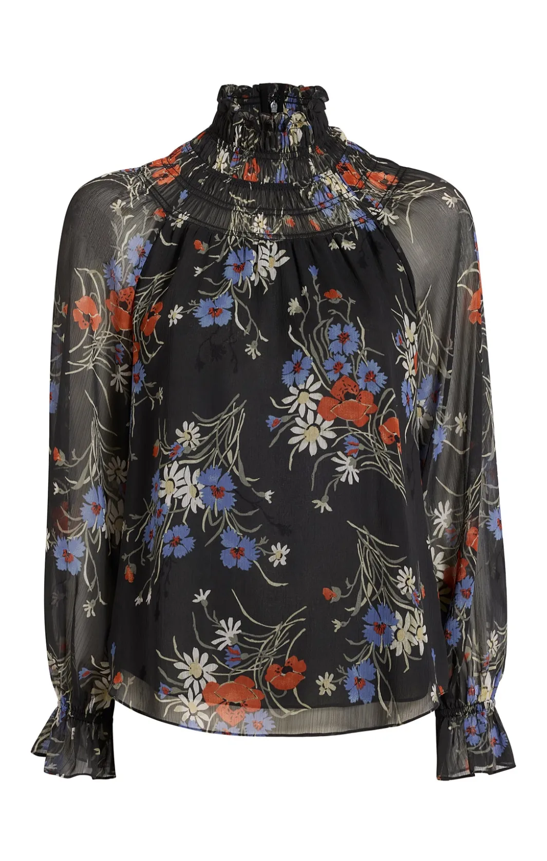 Long Sleeve Tops<Cinq à Sept Wild Poppy Avalyn Top ObsidianMulti
