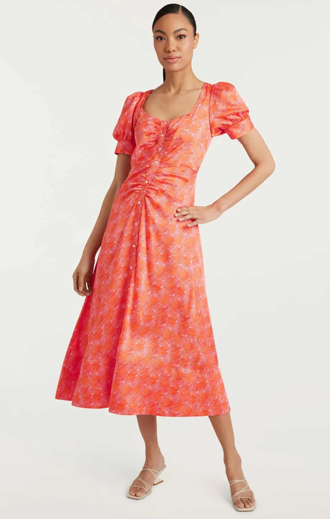 Midi<Cinq à Sept Ximena Dress PaleFlamingo/Orange